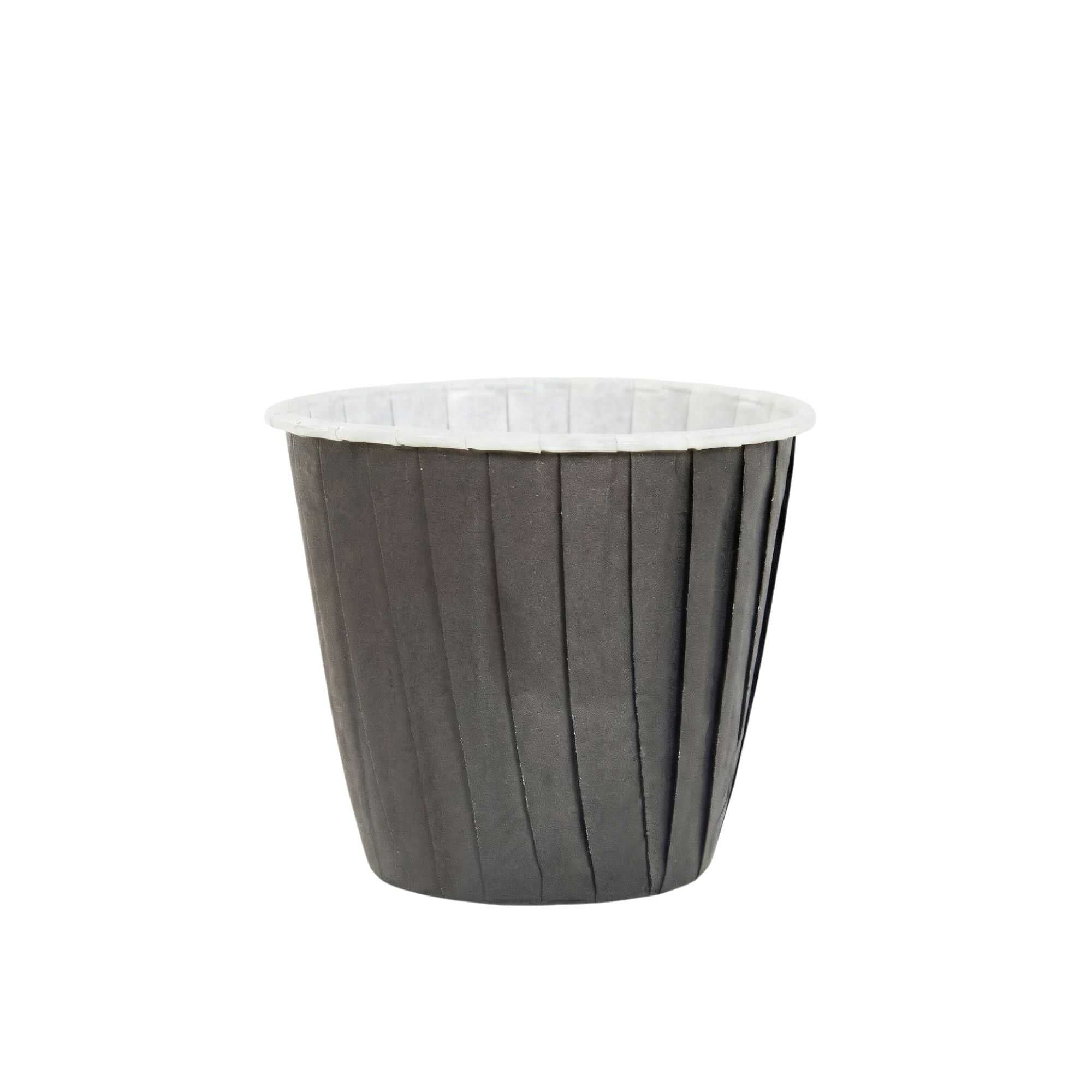 Panificio 4 oz Round Black Paper Tall Baking Cup - Pleated - 3" x 3" x 2 3/4" - 200 count box
