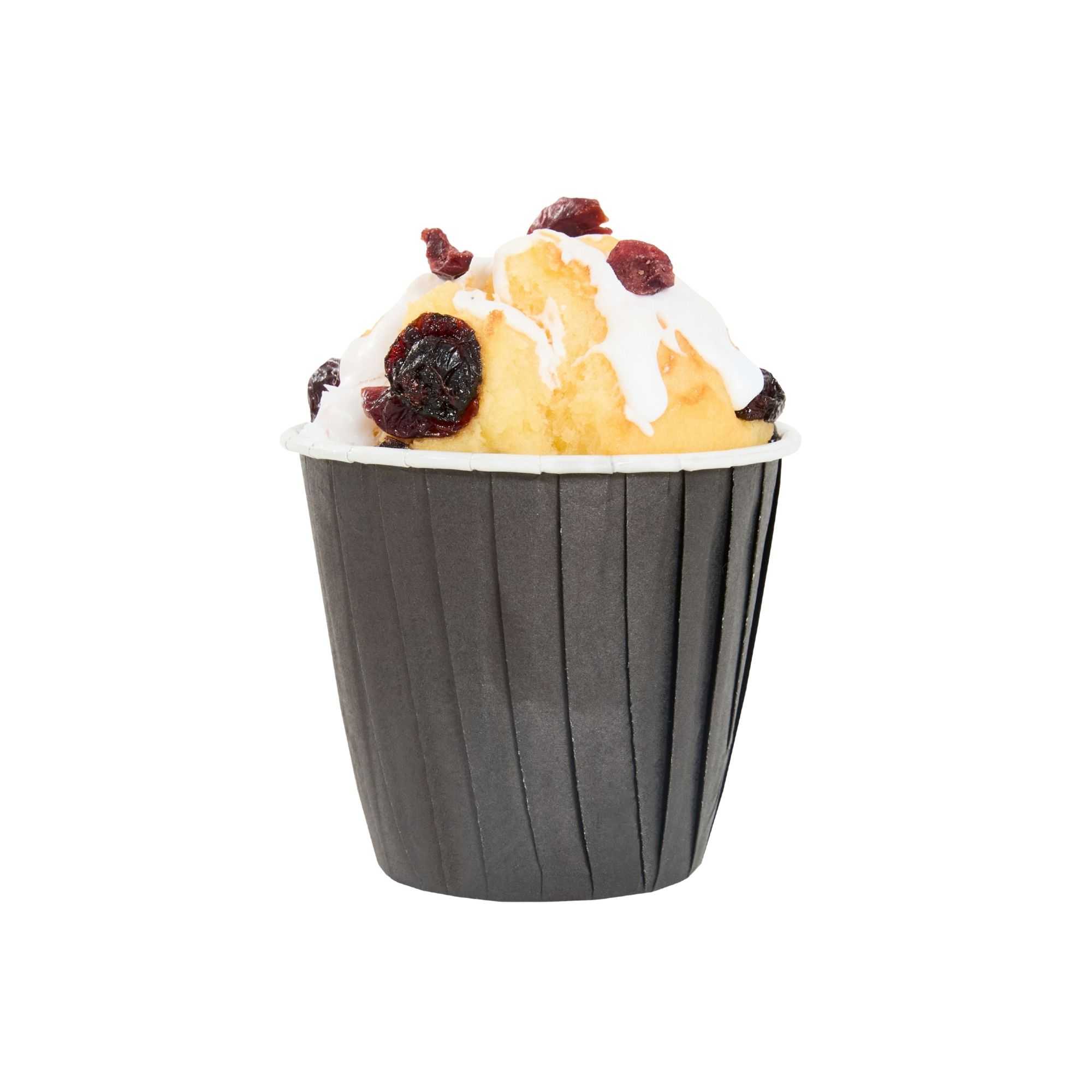Panificio 4 oz Round Black Paper Tall Baking Cup - Pleated - 3" x 3" x 2 3/4" - 200 count box