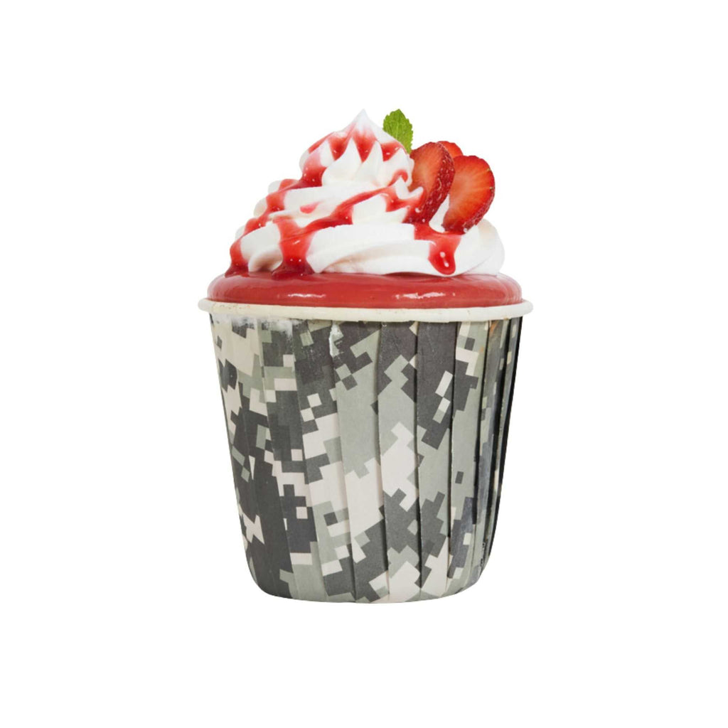 Panificio 4 oz Round Camouflage Paper Tall Baking Cup - Pleated - 3" x 3" x 2 3/4" - 200 count box