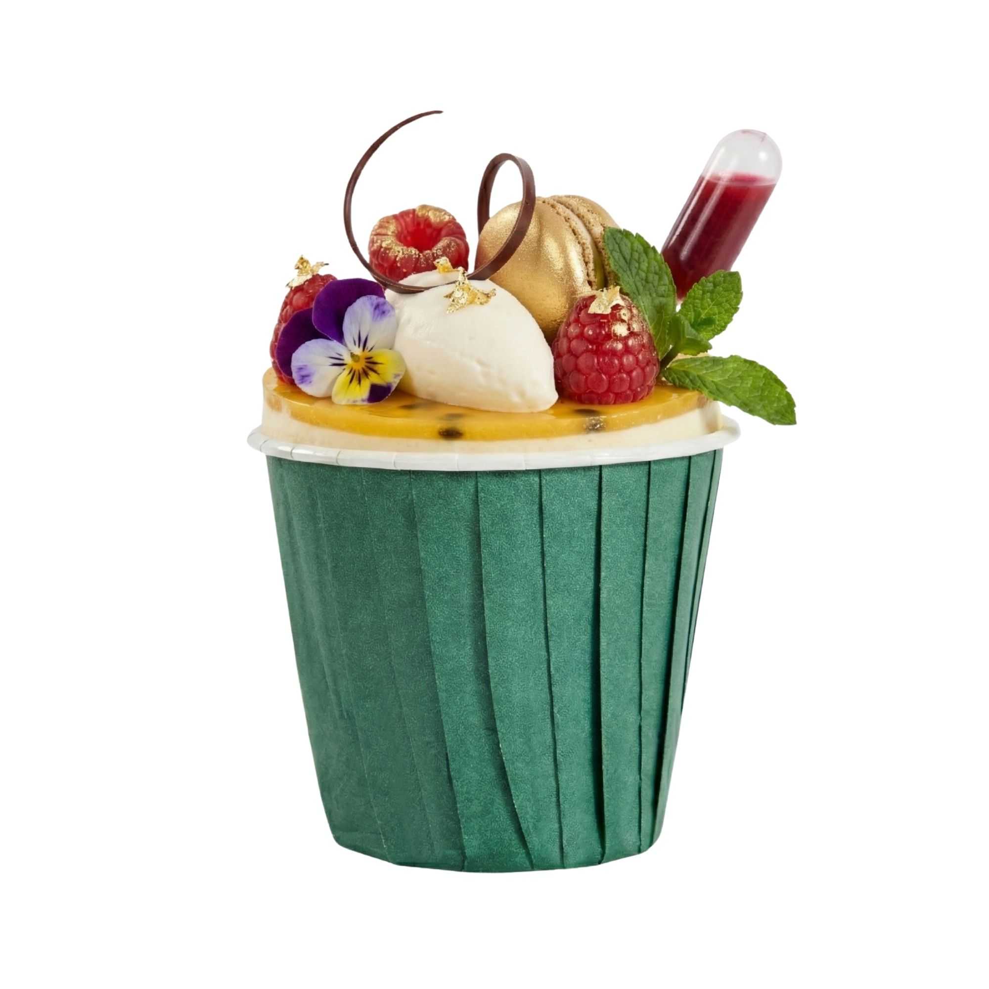 Panificio 4 oz Round Forest Green Paper Tall Baking Cup - Pleated - 3" x 3" x 2 3/4" - 200 count box