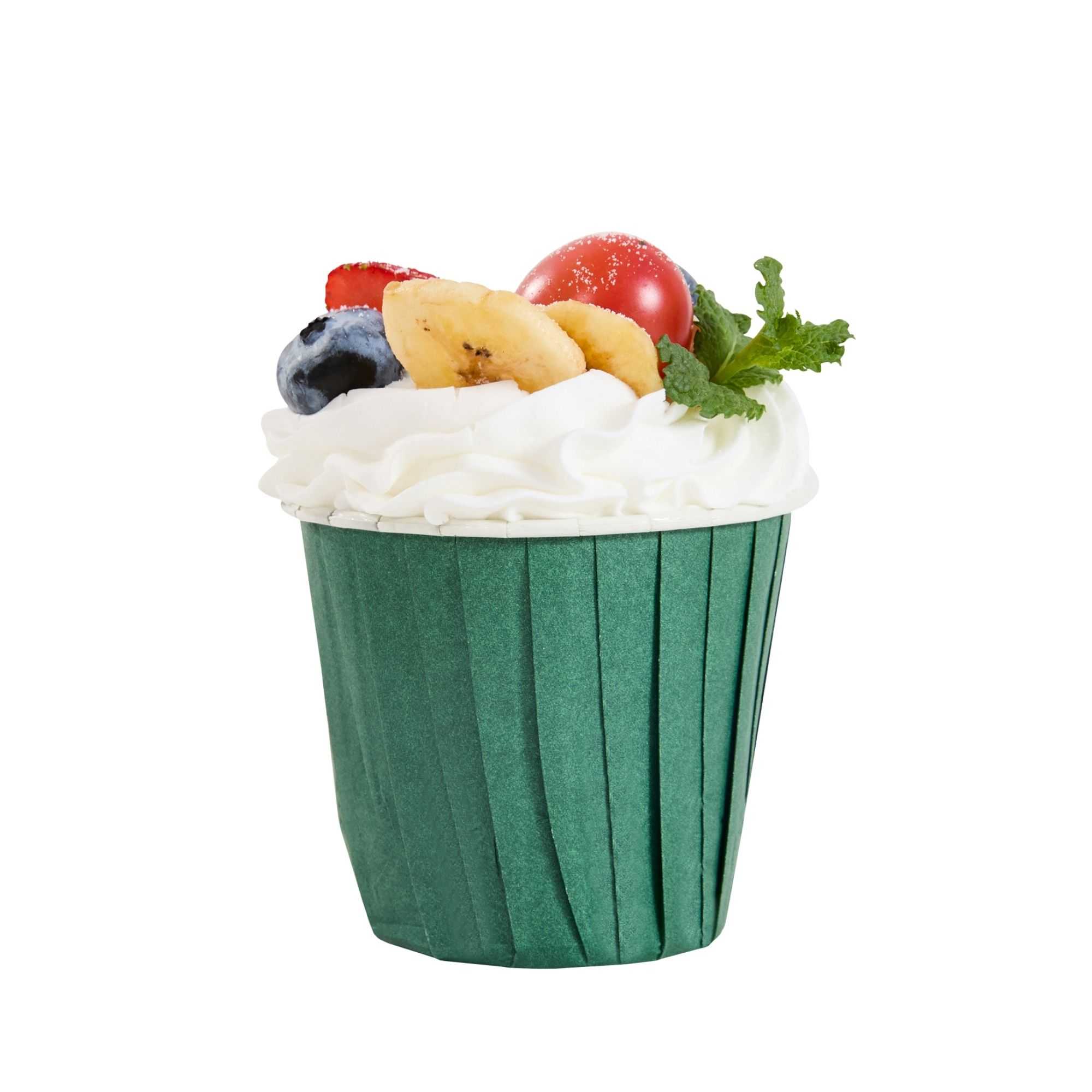 Panificio 4 oz Round Forest Green Paper Tall Baking Cup - Pleated - 3" x 3" x 2 3/4" - 200 count box