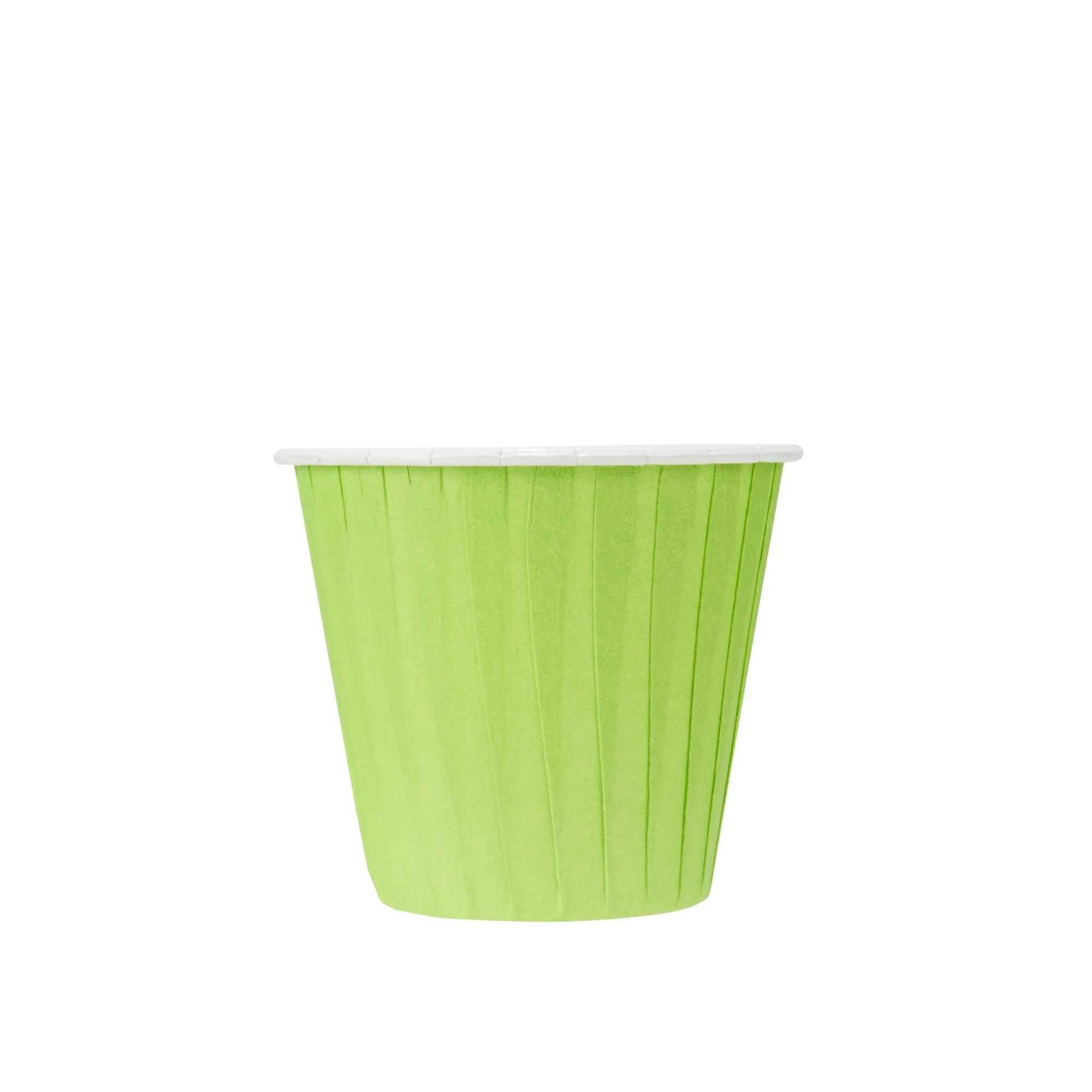 Panificio 4 oz Round Eco Green Paper Tall Baking Cup - Pleated - 3" x 3" x 2 3/4" - 200 count box
