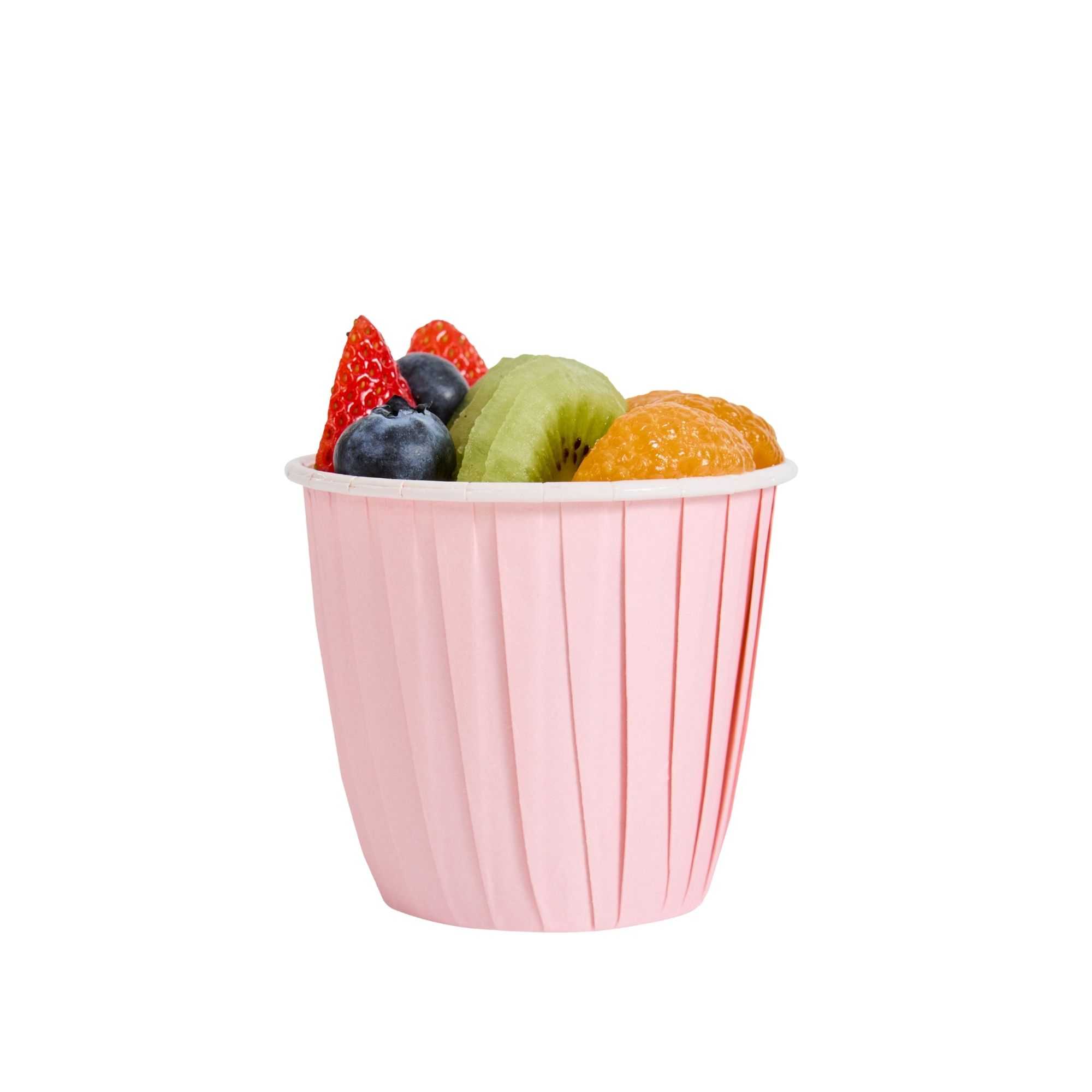 Panificio 4 oz Round Pink Paper Tall Baking Cup - Pleated - 3" x 3" x 2 3/4" - 200 count box