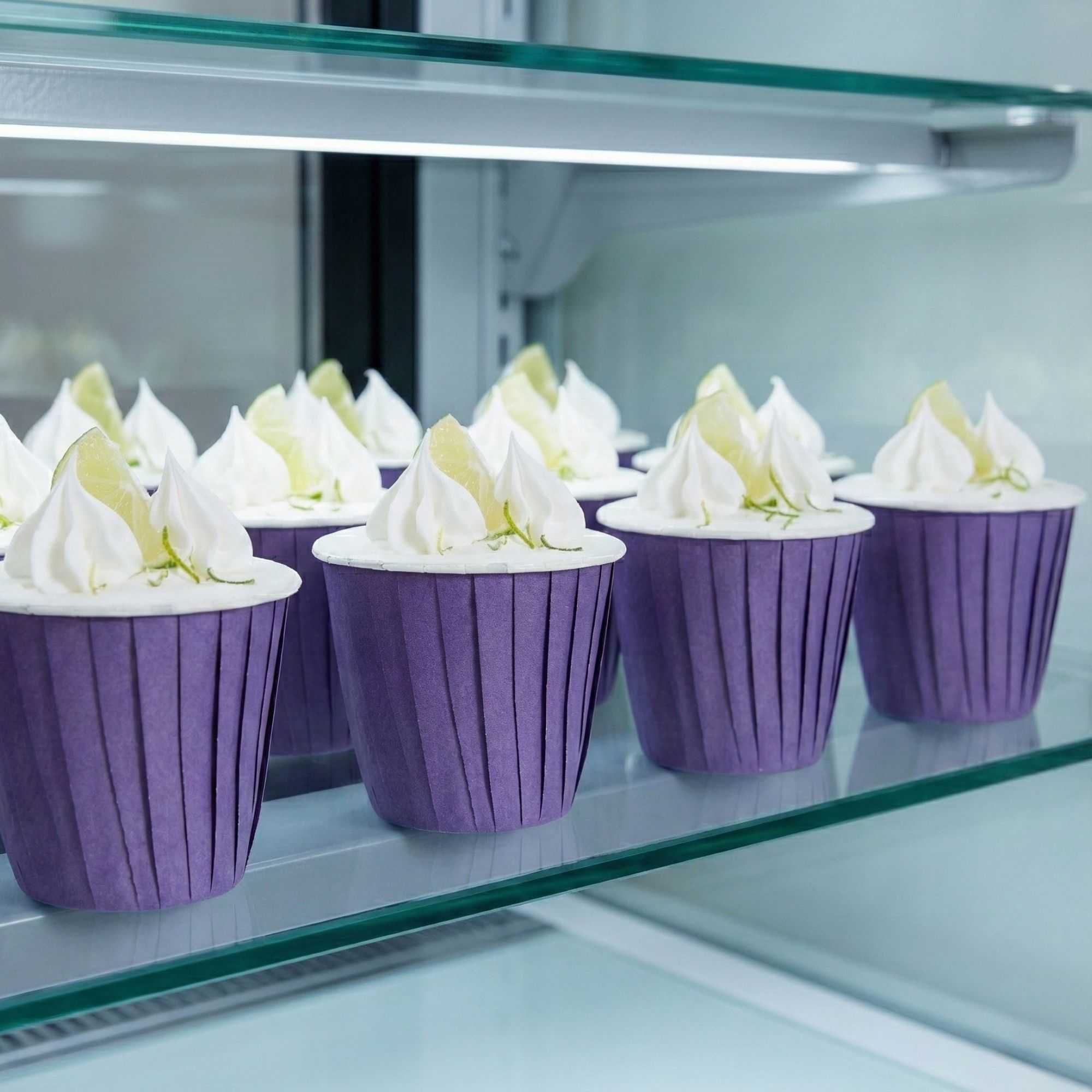 Panificio 4 oz Round Purple Paper Tall Baking Cup - Pleated - 3" x 3" x 2 3/4" - 200 count box