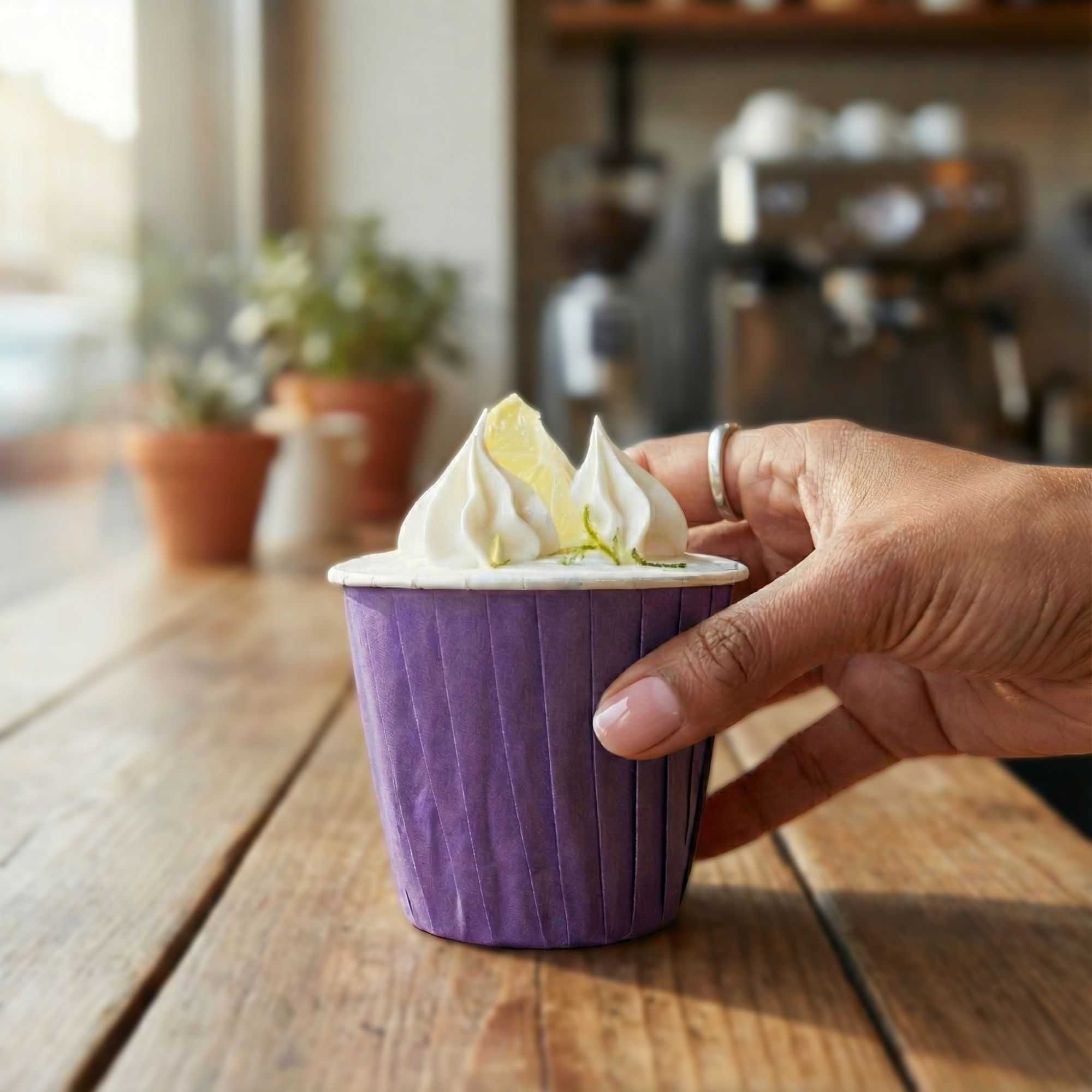Panificio 4 oz Round Purple Paper Tall Baking Cup - Pleated - 3" x 3" x 2 3/4" - 200 count box