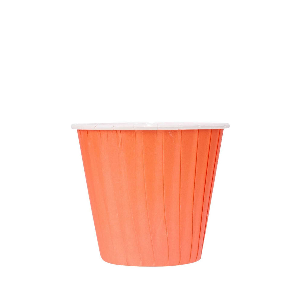 Panificio 4 oz Round Tangerine Orange Paper Tall Baking Cup - Pleated - 3" x 3" x 2 3/4" - 200 count box