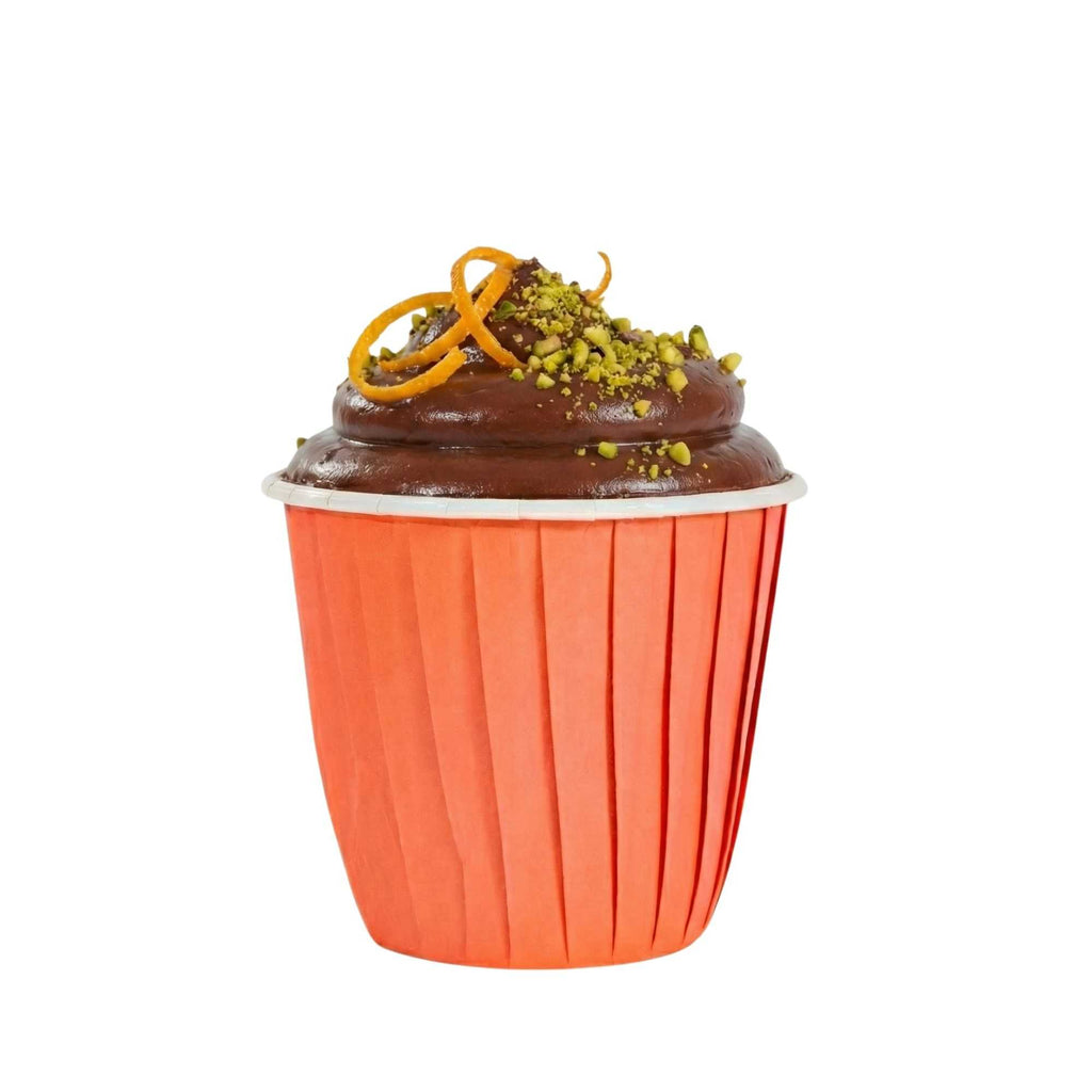 Panificio 4 oz Round Tangerine Orange Paper Tall Baking Cup - Pleated - 3" x 3" x 2 3/4" - 200 count box