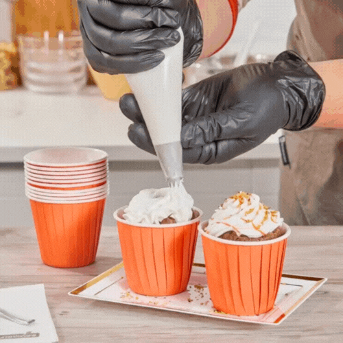 Panificio 4 oz Round Tangerine Orange Paper Tall Baking Cup - Pleated - 3" x 3" x 2 3/4" - 200 count box