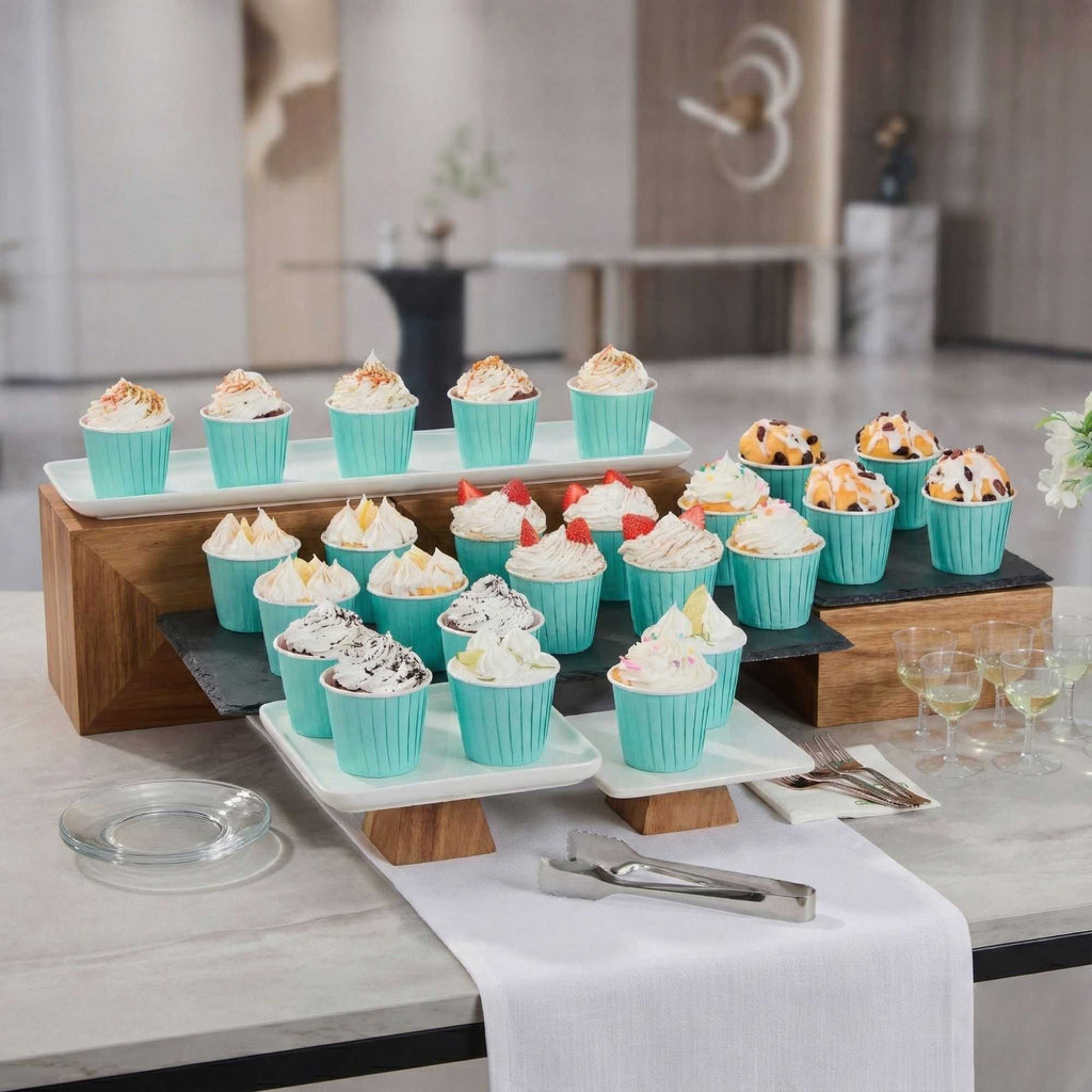 Panificio 4 oz Round Turquoise Paper Tall Baking Cup - Pleated - 3" x 3" x 2 3/4" - 200 count box