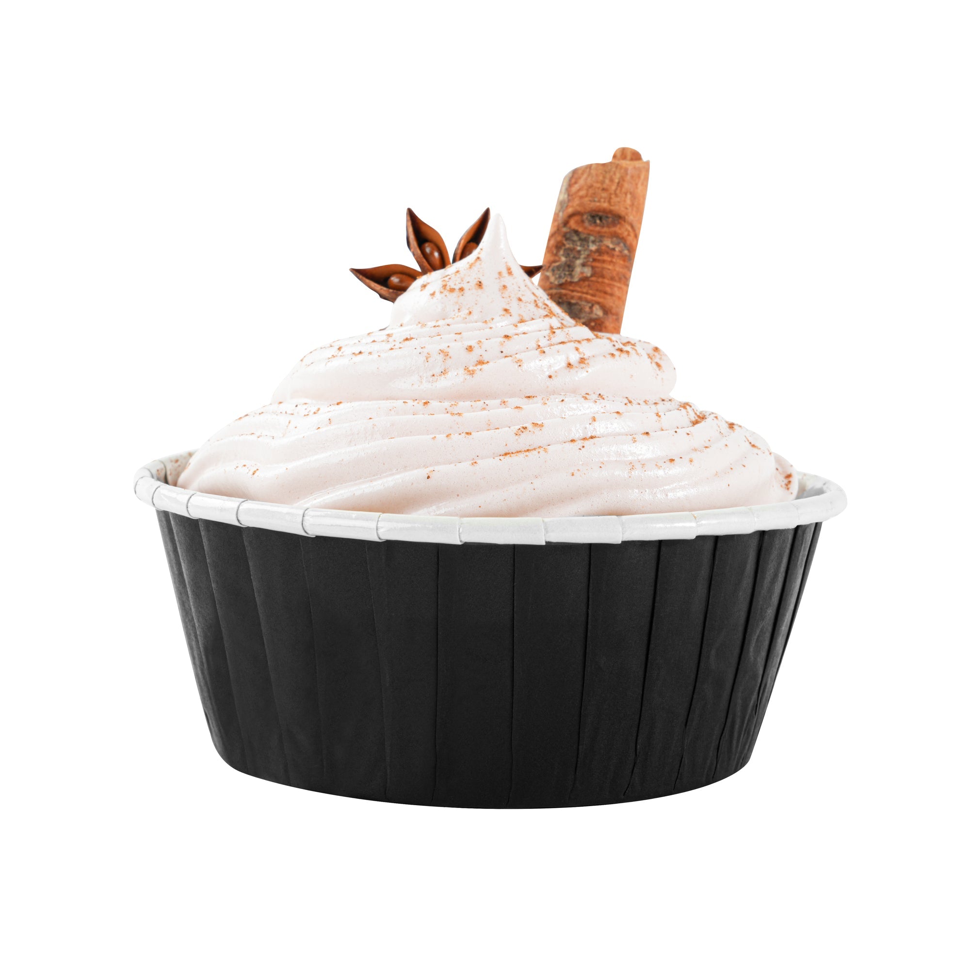 Panificio 5 oz Round Black Paper Large Baking Cup - Pleated - 3 3/4" x 3 3/4" x 1 1/2" - 200 count box