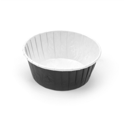 Panificio 5 oz Round Black Paper Large Baking Cup - Pleated - 3 3/4" x 3 3/4" x 1 1/2" - 200 count box