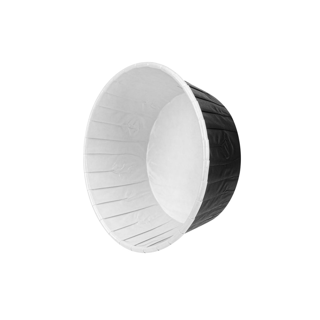Panificio 5 oz Round Black Paper Large Baking Cup - Pleated - 3 3/4" x 3 3/4" x 1 1/2" - 200 count box