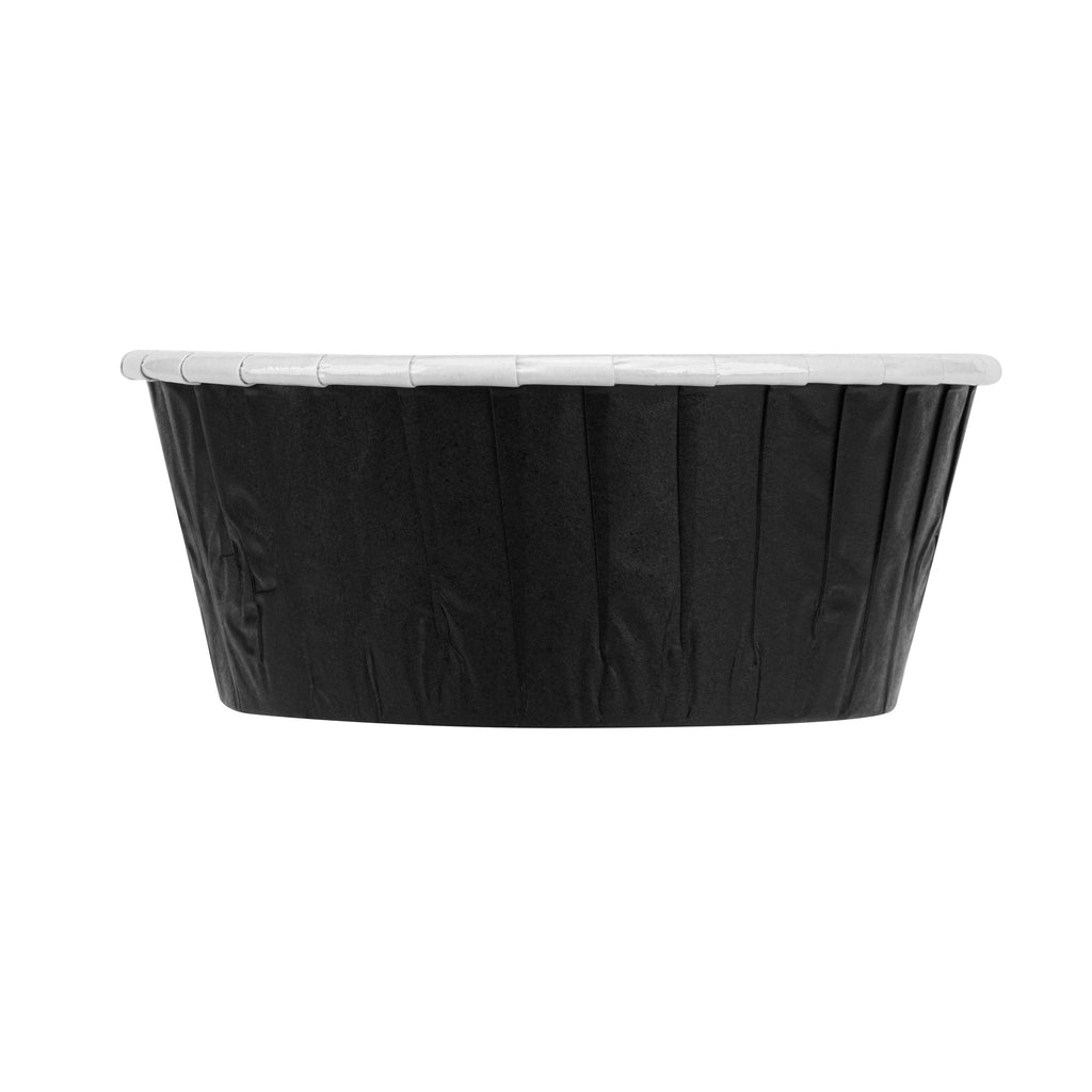 Panificio 5 oz Round Black Paper Large Baking Cup - Pleated - 3 3/4" x 3 3/4" x 1 1/2" - 200 count box