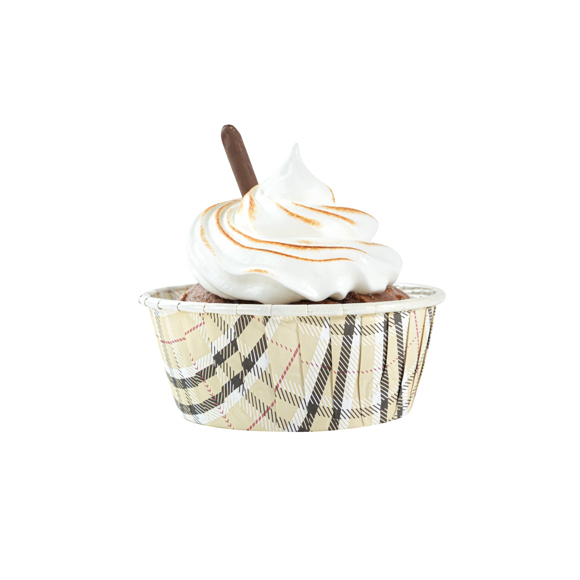 Panificio 5 oz Round Plaid Paper Large Baking Cup - Pleated - 3 3/4" x 3 3/4" x 1 1/2" - 200 count box