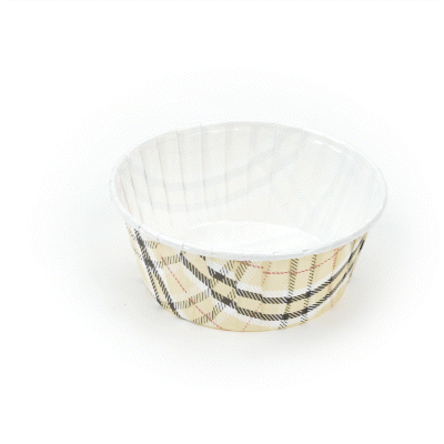 Panificio 5 oz Round Plaid Paper Large Baking Cup - Pleated - 3 3/4" x 3 3/4" x 1 1/2" - 200 count box