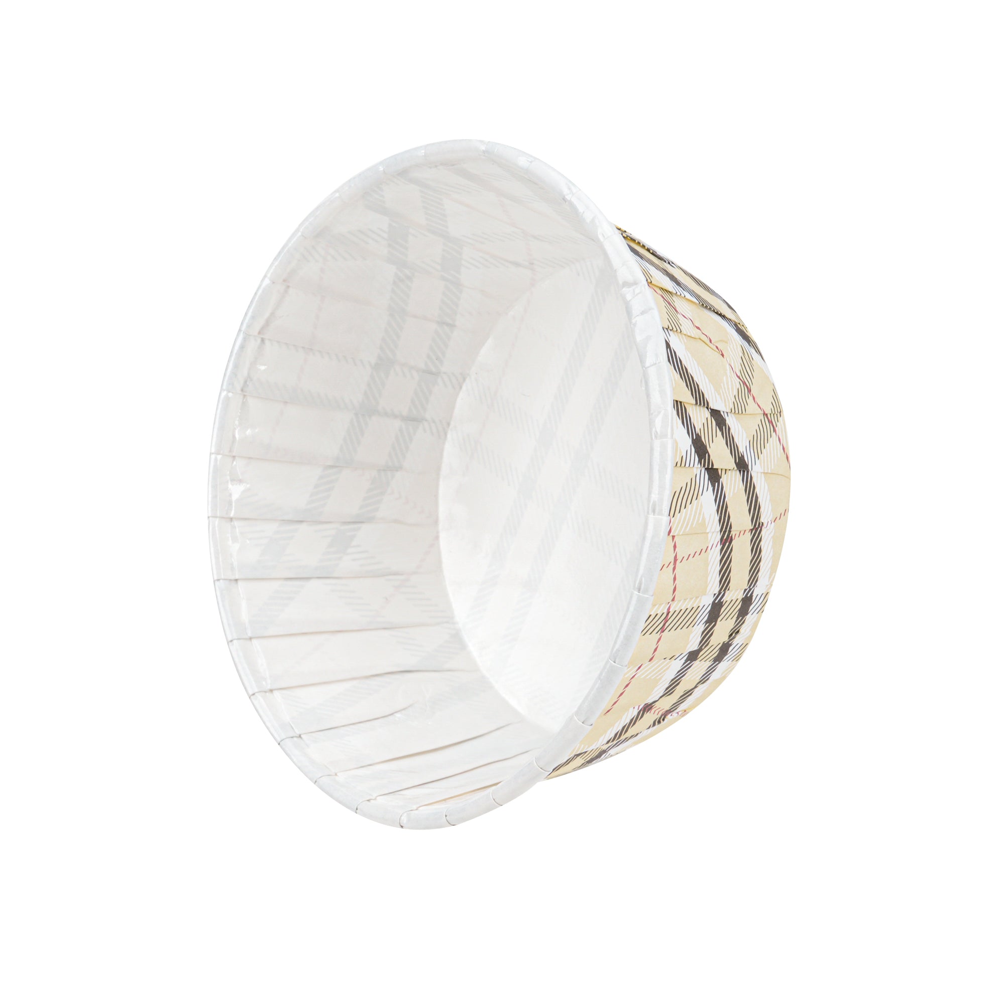 Panificio 5 oz Round Plaid Paper Large Baking Cup - Pleated - 3 3/4" x 3 3/4" x 1 1/2" - 200 count box