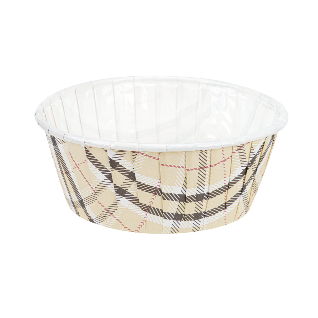 Panificio 5 oz Round Plaid Paper Large Baking Cup - Pleated - 3 3/4" x 3 3/4" x 1 1/2" - 200 count box