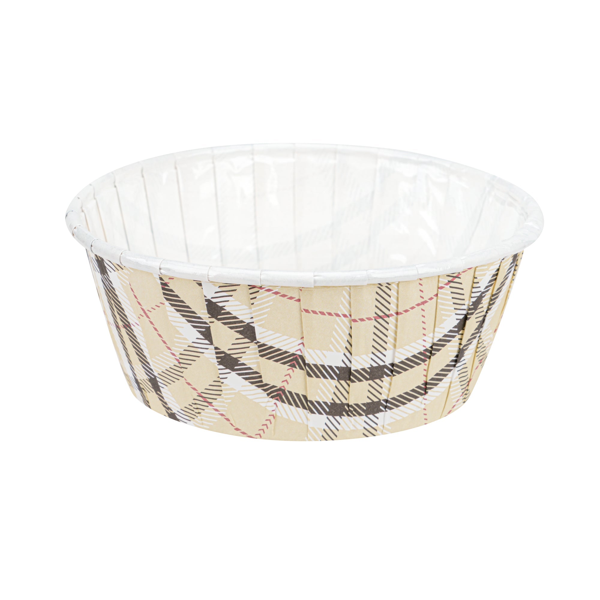 Panificio 5 oz Round Plaid Paper Large Baking Cup - Pleated - 3 3/4" x 3 3/4" x 1 1/2" - 200 count box