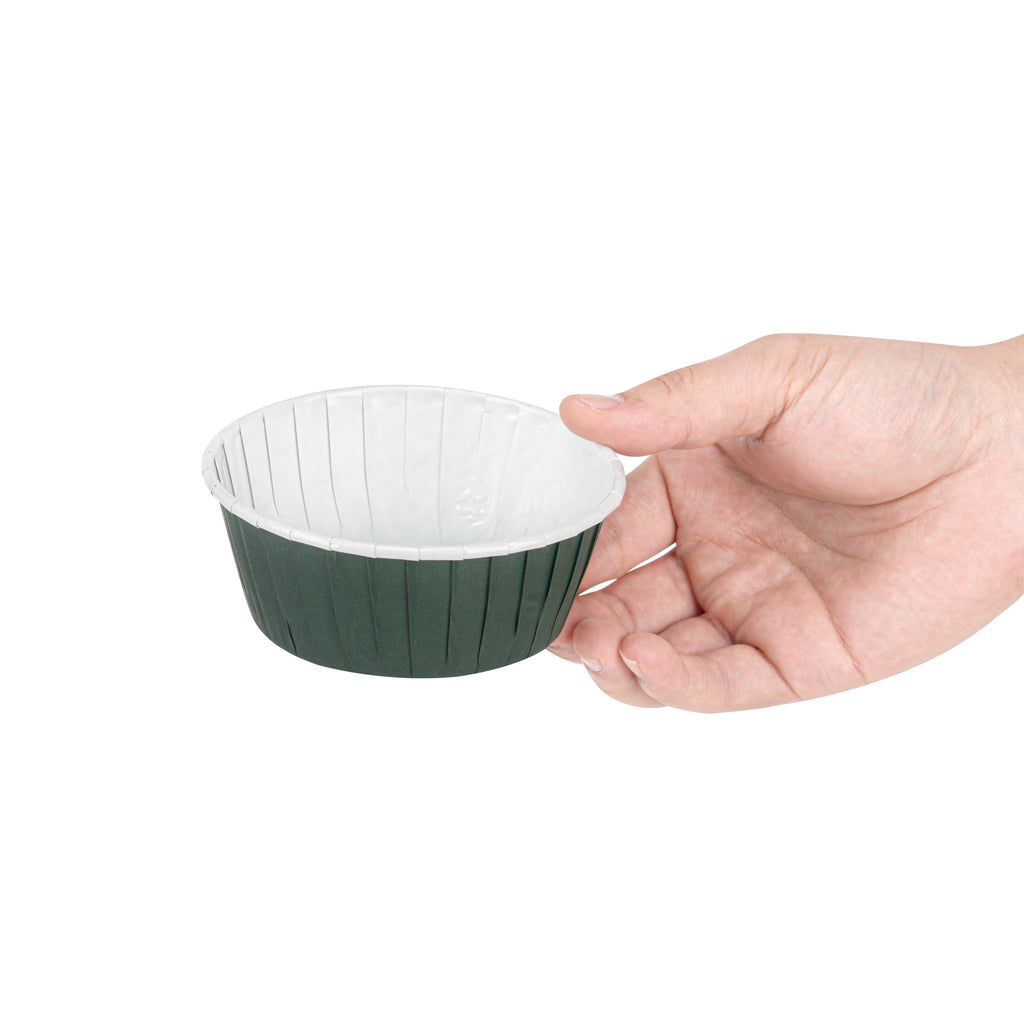 Panificio 5 oz Round Forest Green Paper Large Baking Cup - Pleated - 3 3/4" x 3 3/4" x 1 1/2" - 200 count box