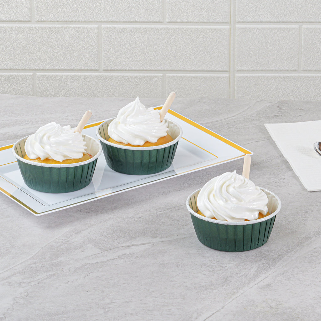 Panificio 5 oz Round Forest Green Paper Large Baking Cup - Pleated - 3 3/4" x 3 3/4" x 1 1/2" - 200 count box