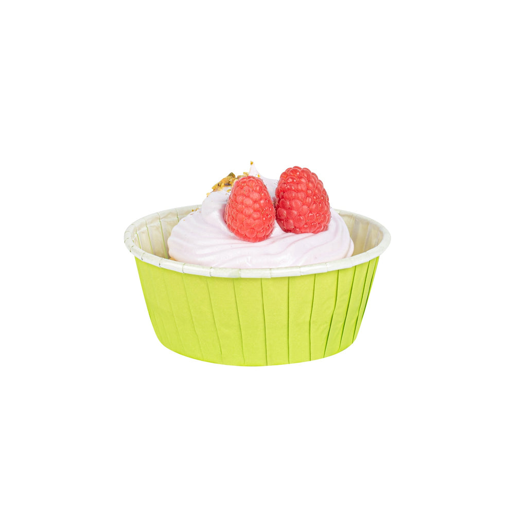 Panificio 5 oz Round Eco Green Paper Large Baking Cup - Pleated - 3 3/4" x 3 3/4" x 1 1/2" - 200 count box
