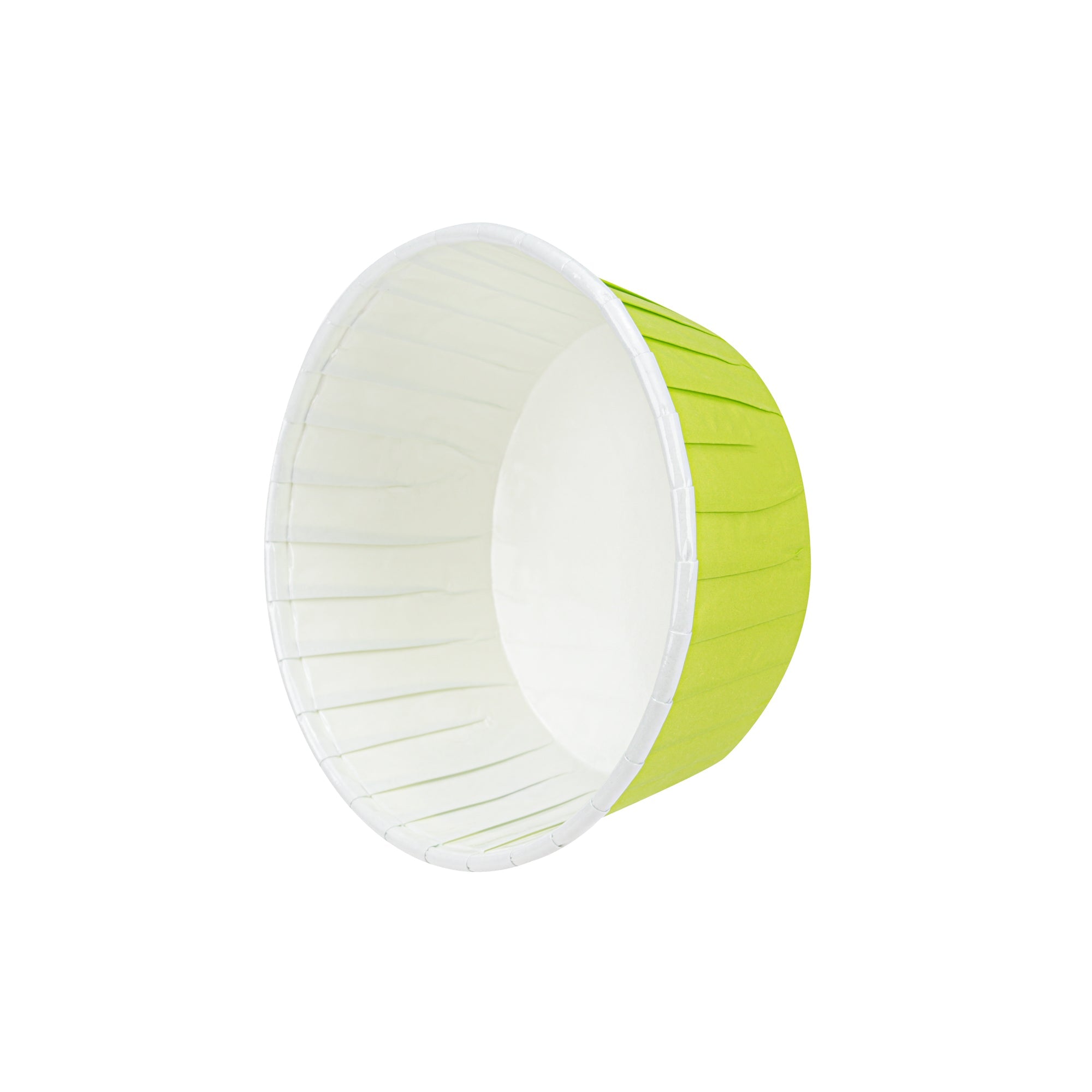 Panificio 5 oz Round Eco Green Paper Large Baking Cup - Pleated - 3 3/4" x 3 3/4" x 1 1/2" - 200 count box