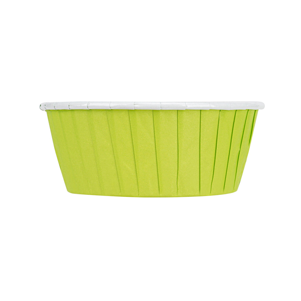 Panificio 5 oz Round Eco Green Paper Large Baking Cup - Pleated - 3 3/4" x 3 3/4" x 1 1/2" - 200 count box