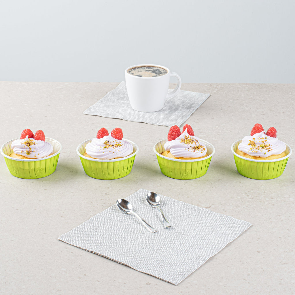 Panificio 5 oz Round Eco Green Paper Large Baking Cup - Pleated - 3 3/4" x 3 3/4" x 1 1/2" - 200 count box