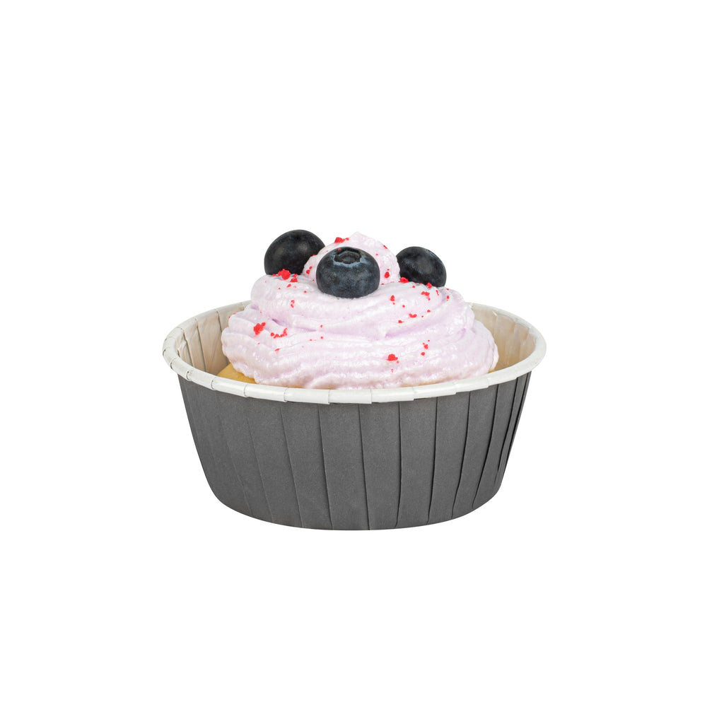 Panificio 5 oz Round Gray Paper Large Baking Cup - Pleated - 3 3/4" x 3 3/4" x 1 1/2" - 200 count box