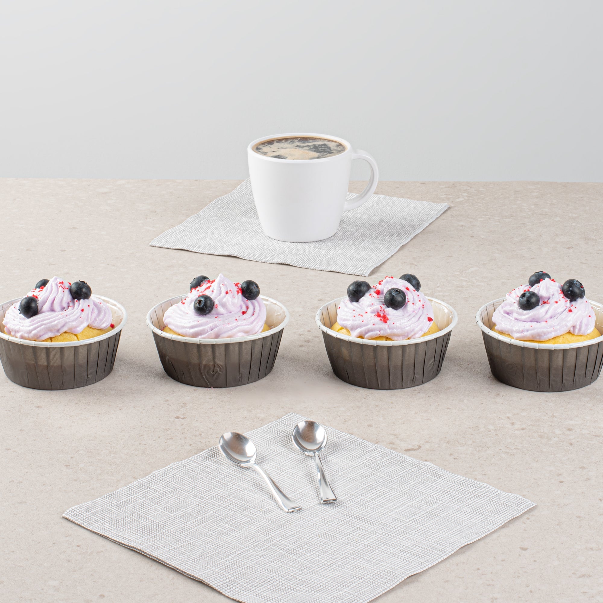 Panificio 5 oz Round Gray Paper Large Baking Cup - Pleated - 3 3/4" x 3 3/4" x 1 1/2" - 200 count box