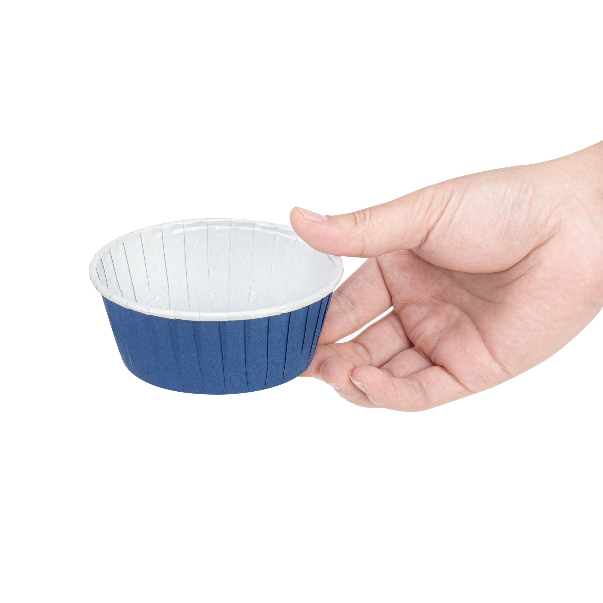 Panificio 5 oz Round Midnight Blue Paper Large Baking Cup - Pleated - 3 3/4" x 3 3/4" x 1 1/2" - 200 count box