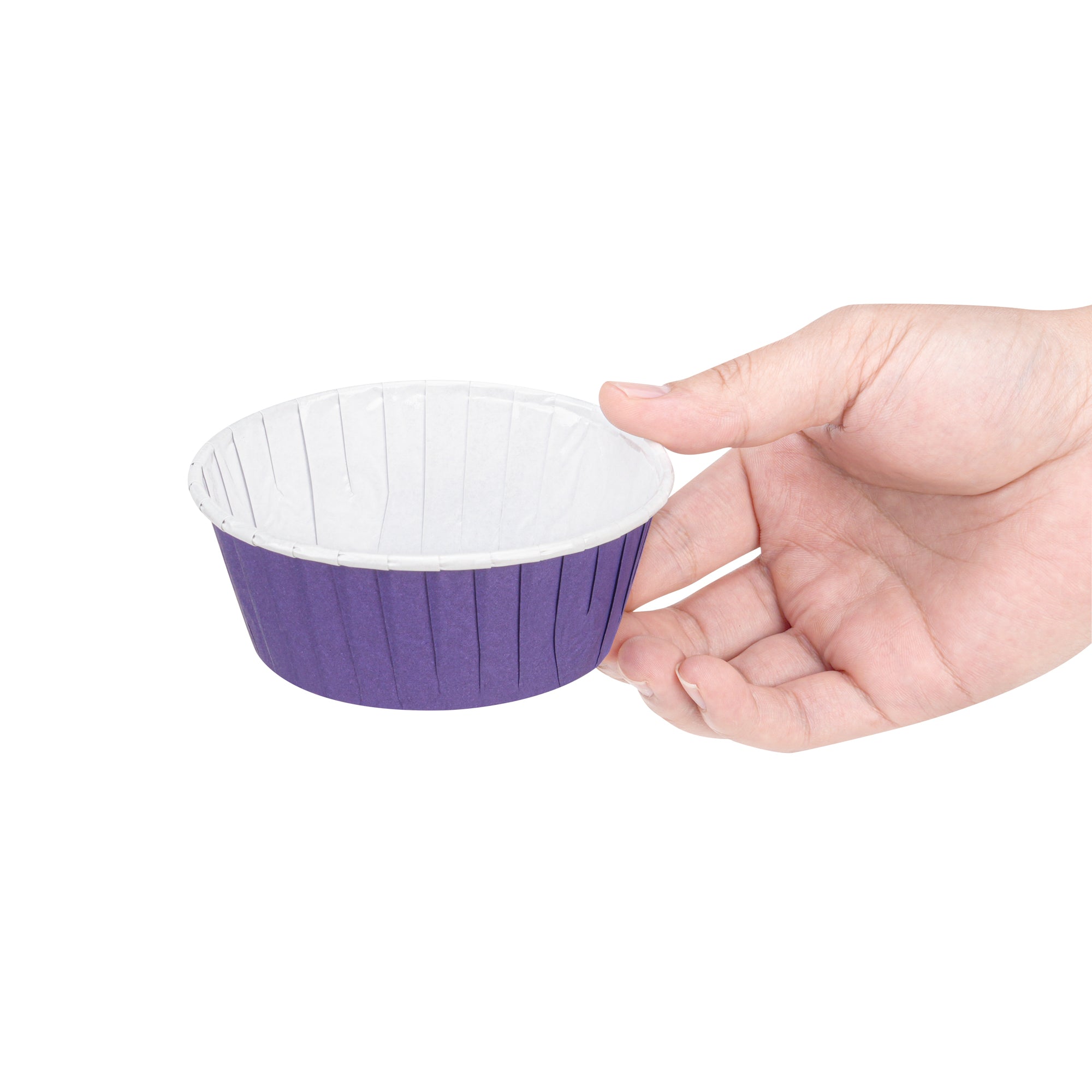 Panificio 5 oz Round Purple Paper Large Baking Cup - Pleated - 3 3/4" x 3 3/4" x 1 1/2" - 200 count box
