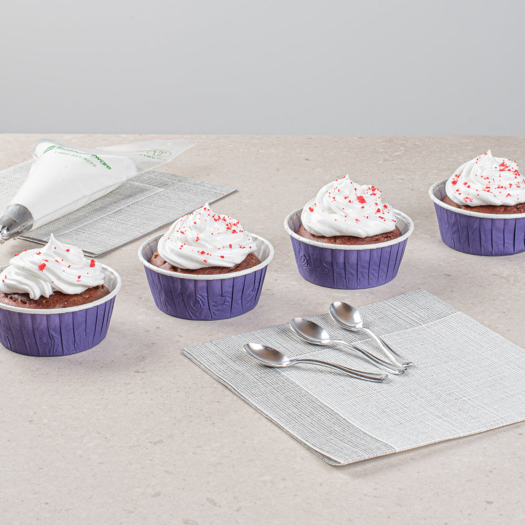 Panificio 5 oz Round Purple Paper Large Baking Cup - Pleated - 3 3/4" x 3 3/4" x 1 1/2" - 200 count box