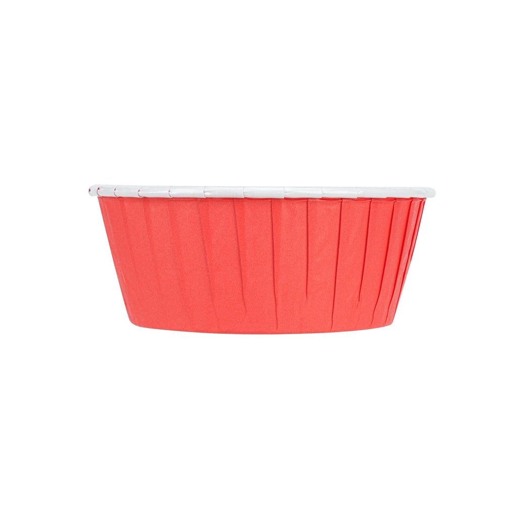 Panificio 5 oz Round Red Paper Large Baking Cup - Pleated - 3 3/4" x 3 3/4" x 1 1/2" - 200 count box