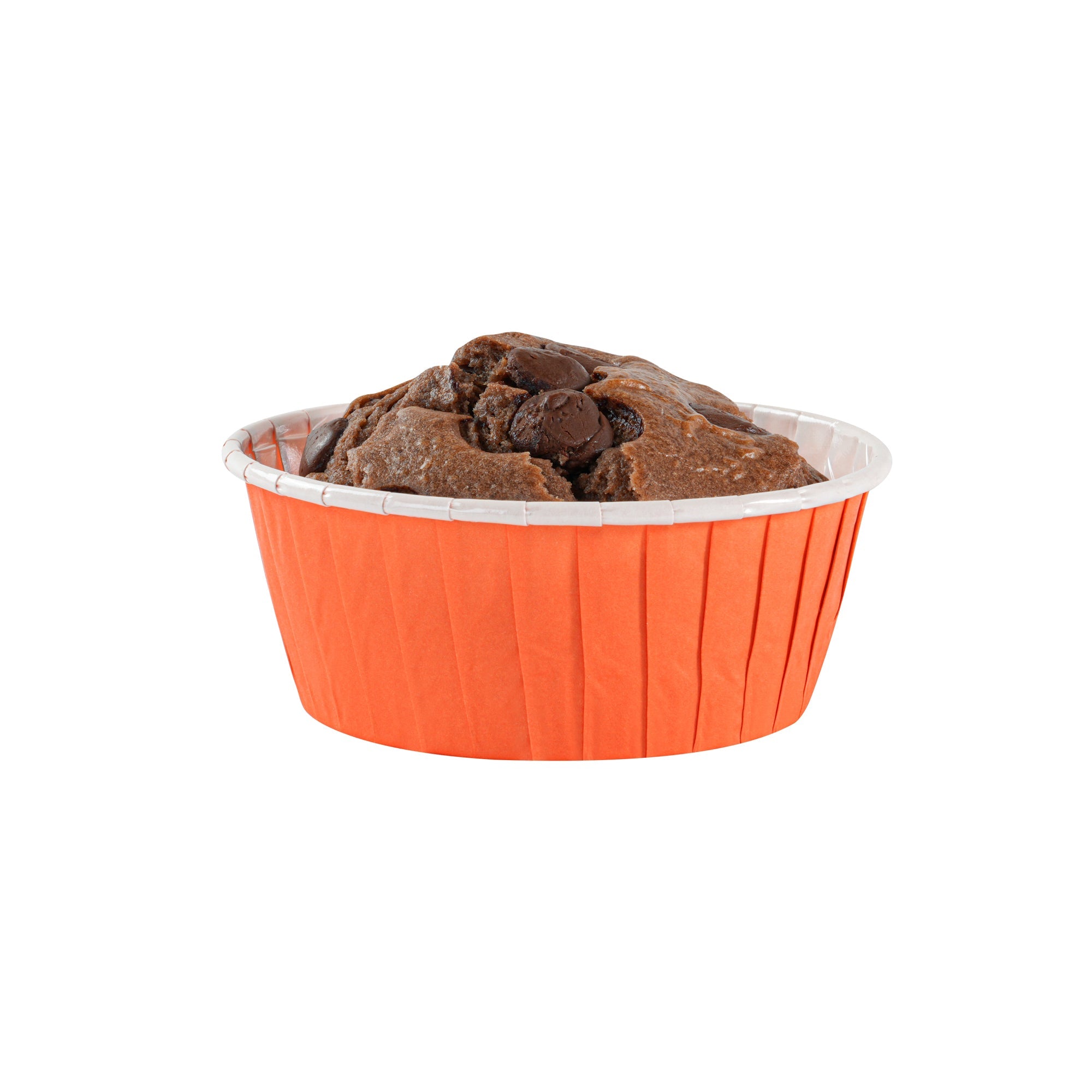 Panificio 5 oz Round Tangerine Orange Paper Large Baking Cup - Pleated - 3 3/4" x 3 3/4" x 1 1/2" - 200 count box