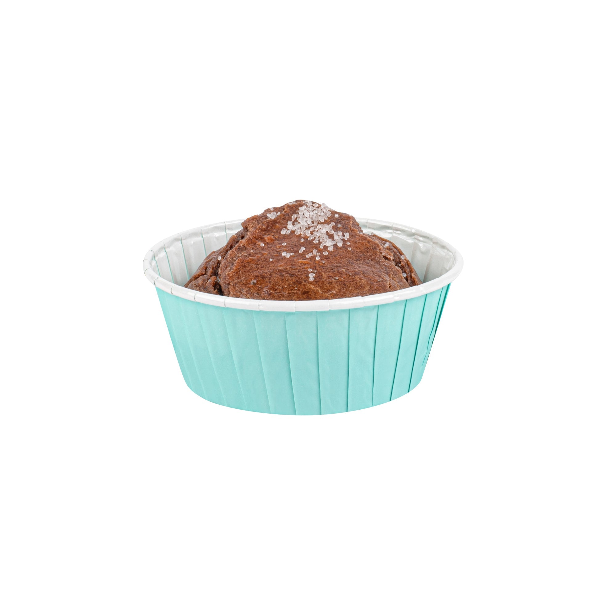 Panificio 5 oz Round Turquoise Paper Large Baking Cup - Pleated - 3 3/4" x 3 3/4" x 1 1/2" - 200 count box