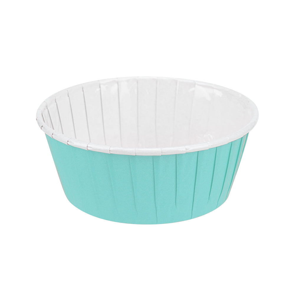 Panificio 5 oz Round Turquoise Paper Large Baking Cup - Pleated - 3 3/4" x 3 3/4" x 1 1/2" - 200 count box