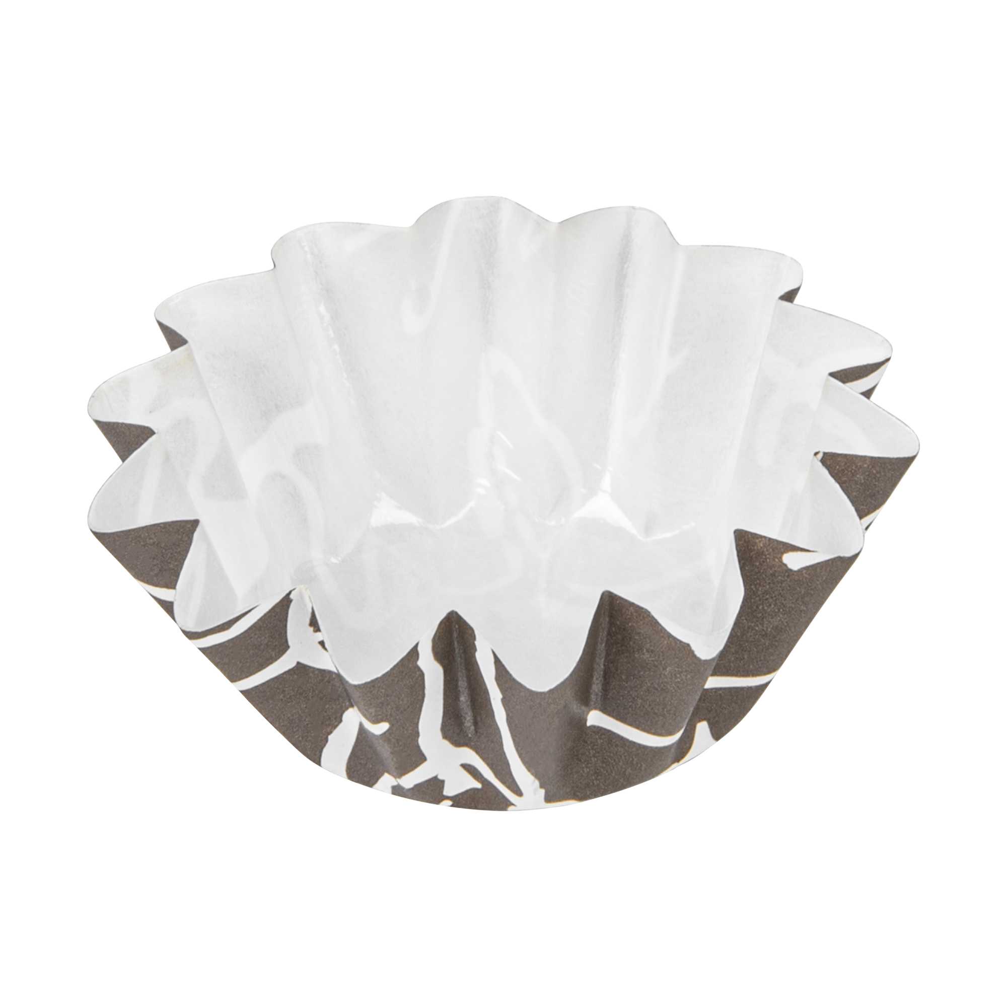 Panificio 0.4 oz Round Chocolate Wisp Paper Mini Baking Cup - Flared - 2" x 2" x 1/2" - 200 count box