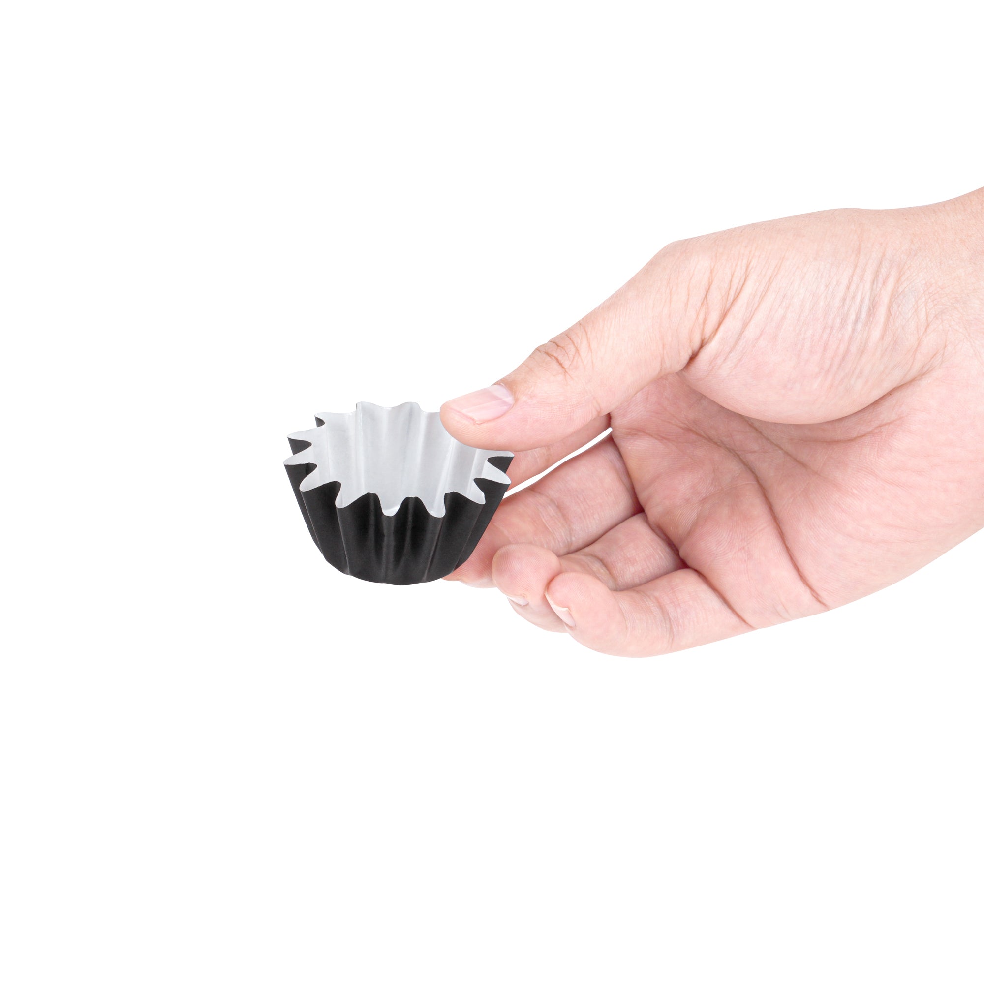 Panificio 0.4 oz Black Floral Paper Mini Baking Cup - Flared - 2" x 2" x 1/2" - 200 count box