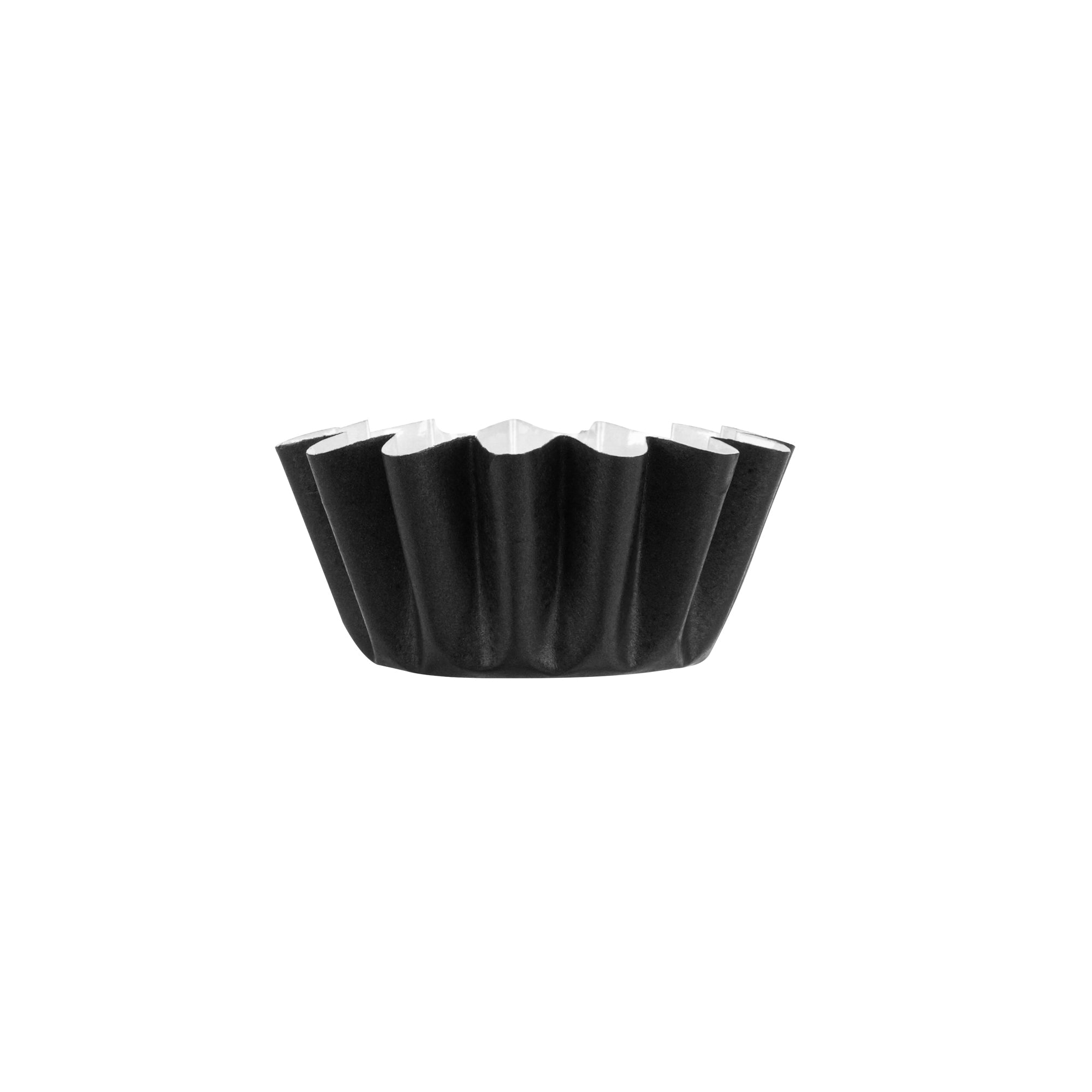 Panificio 0.4 oz Black Floral Paper Mini Baking Cup - Flared - 2" x 2" x 1/2" - 200 count box