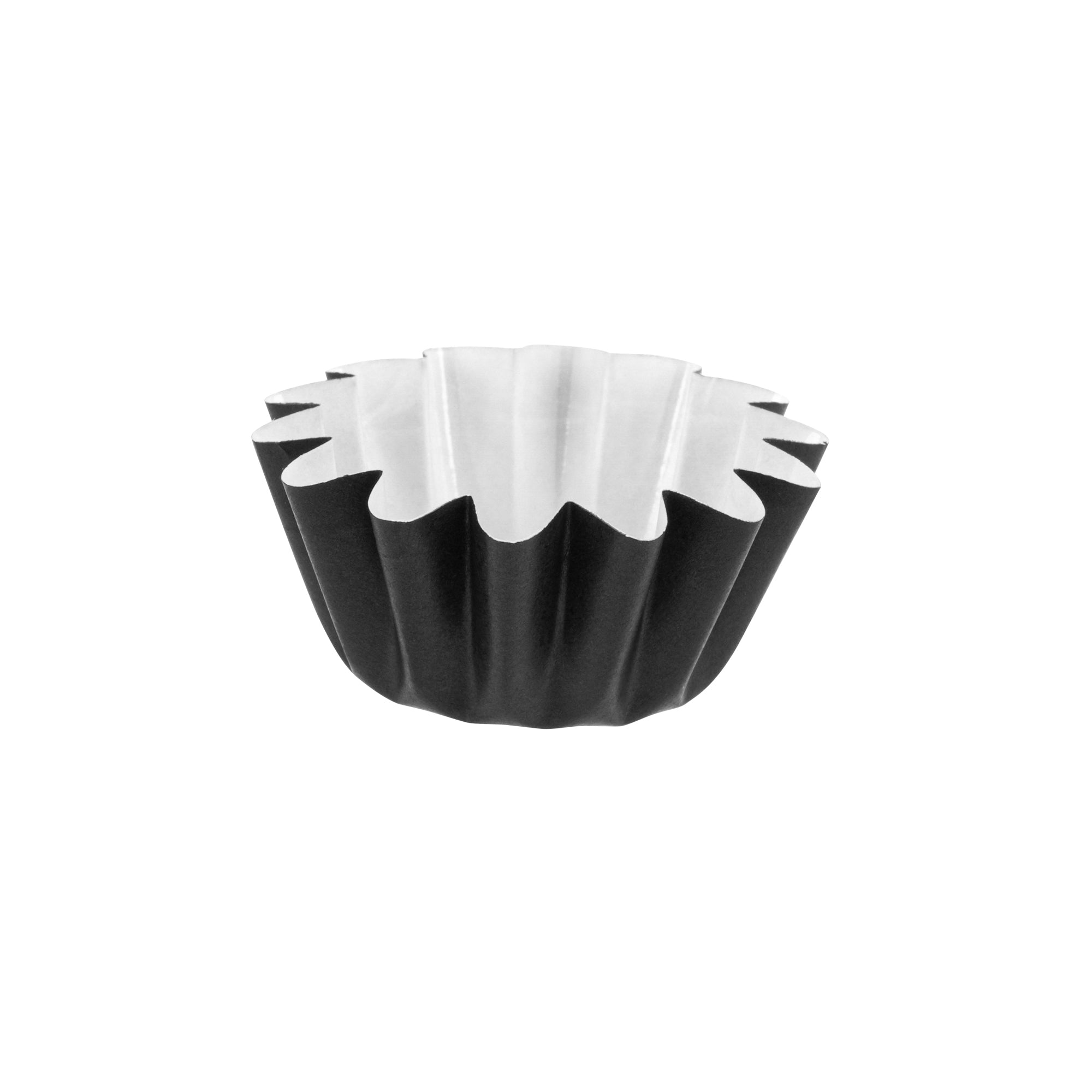 Panificio 0.4 oz Black Floral Paper Mini Baking Cup - Flared - 2" x 2" x 1/2" - 200 count box