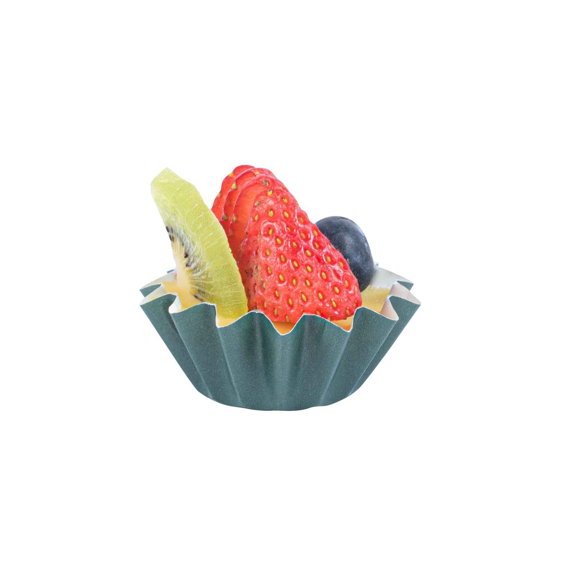 Panificio 0.4 oz Forest Green Floral Paper Mini Baking Cup - Flared - 2" x 2" x 1/2" - 200 count box