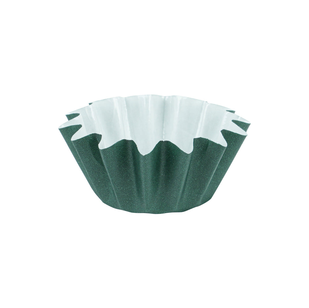 Panificio 0.4 oz Forest Green Floral Paper Mini Baking Cup - Flared - 2" x 2" x 1/2" - 200 count box