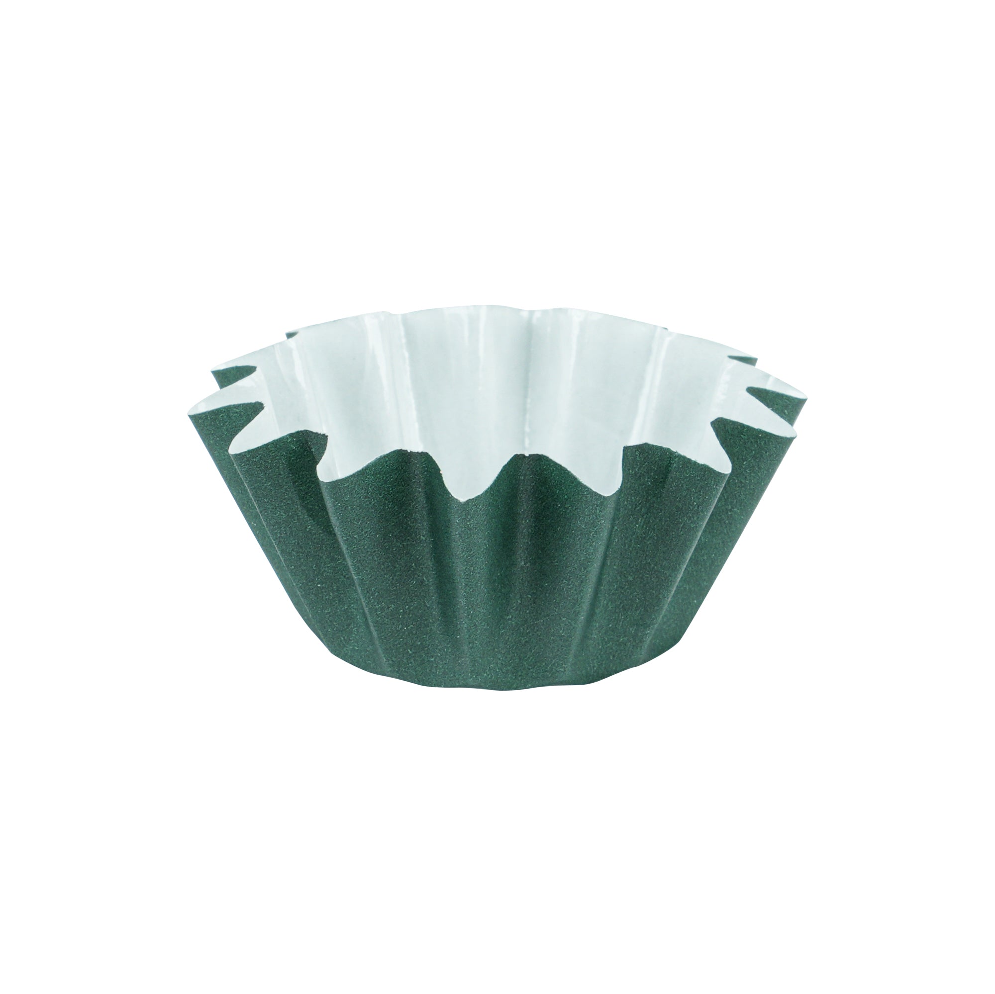 Panificio 0.4 oz Forest Green Floral Paper Mini Baking Cup - Flared - 2" x 2" x 1/2" - 200 count box