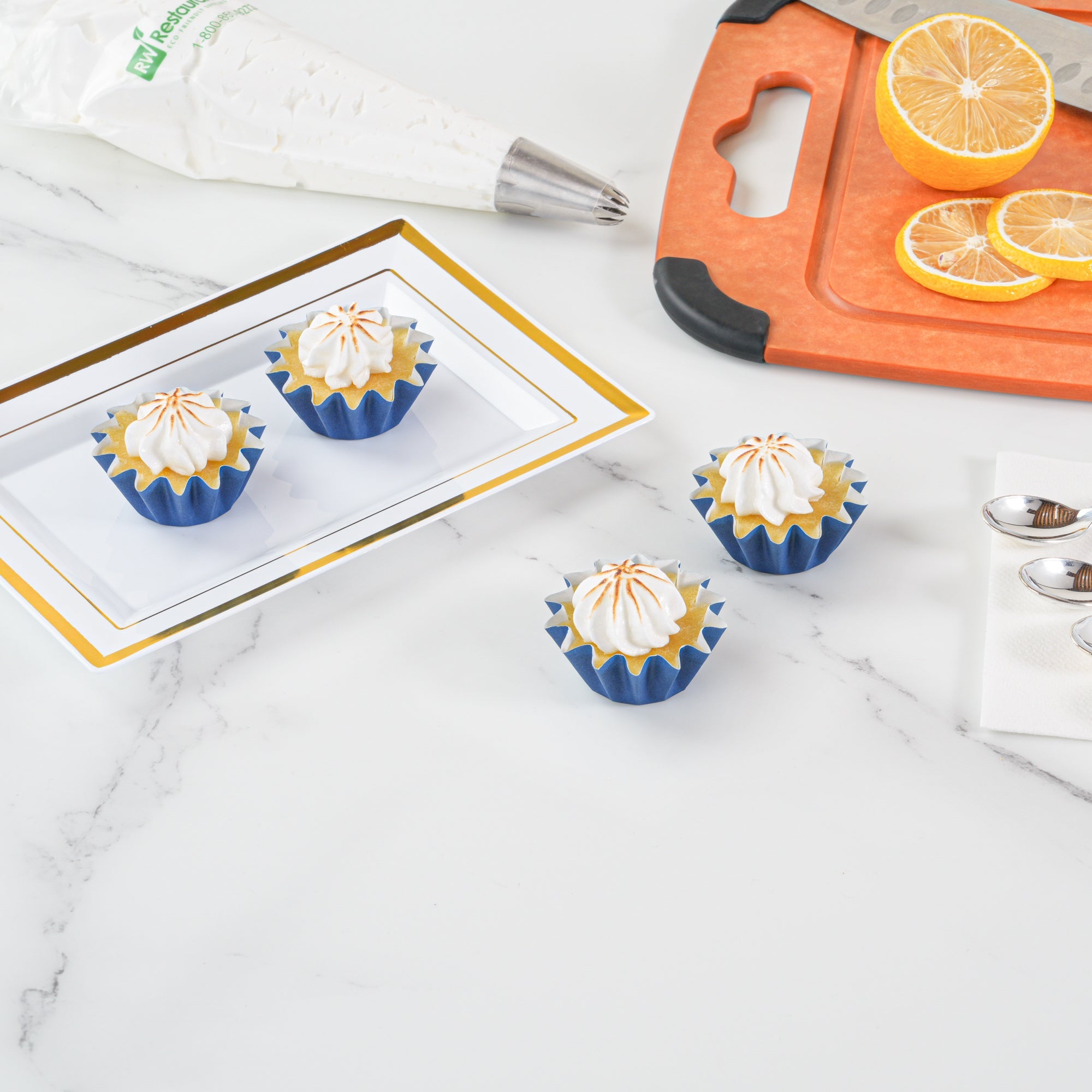 Panificio 0.4 oz Midnight Blue Floral Paper Mini Baking Cup - Flared - 2" x 2" x 1/2" - 200 count box