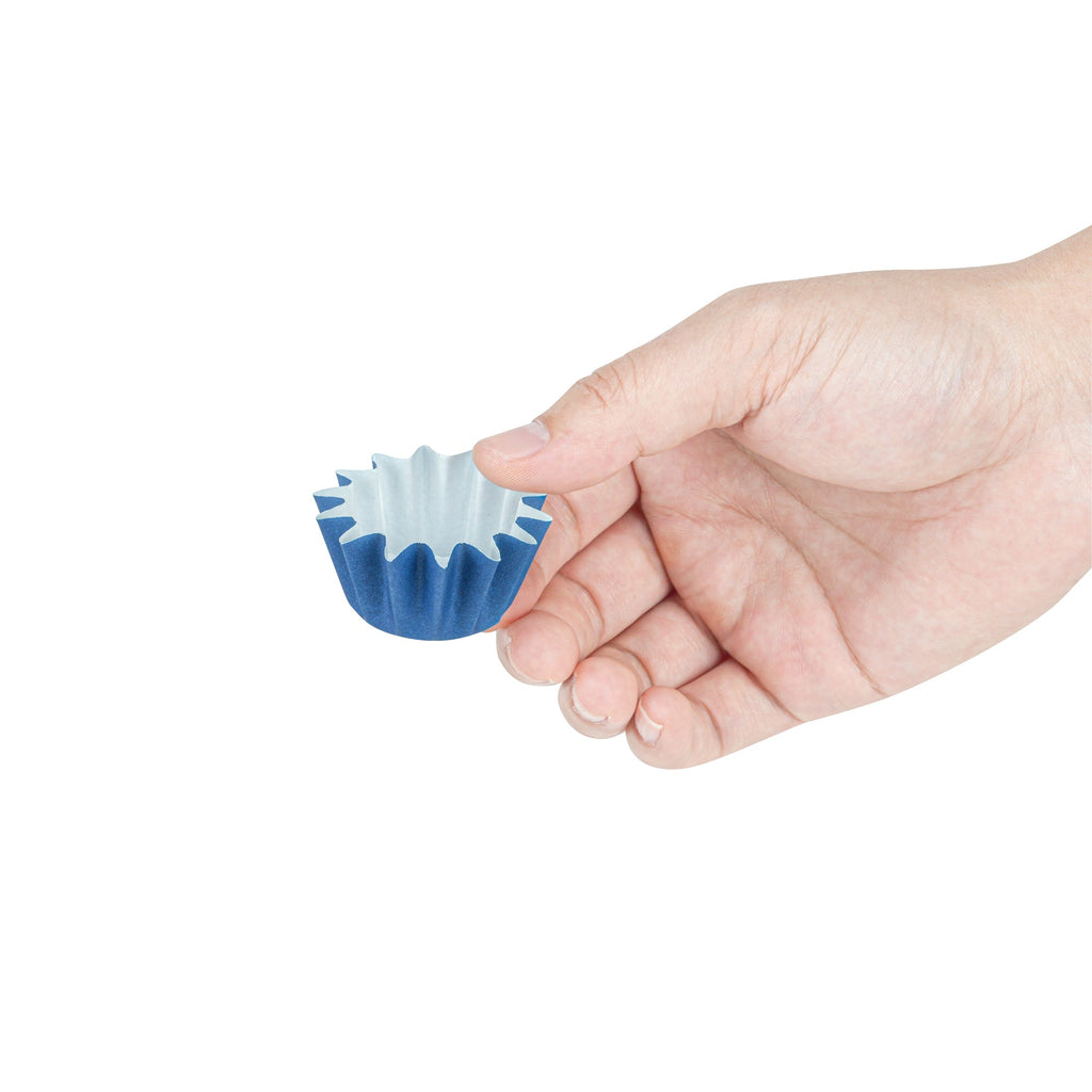 Panificio 0.4 oz Midnight Blue Floral Paper Mini Baking Cup - Flared - 2" x 2" x 1/2" - 200 count box