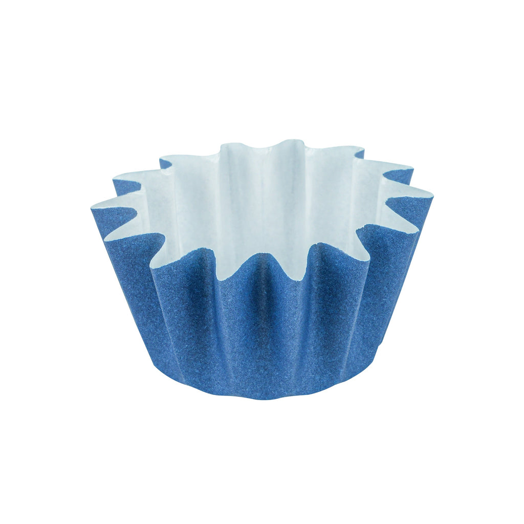 Panificio 0.4 oz Midnight Blue Floral Paper Mini Baking Cup - Flared - 2" x 2" x 1/2" - 200 count box