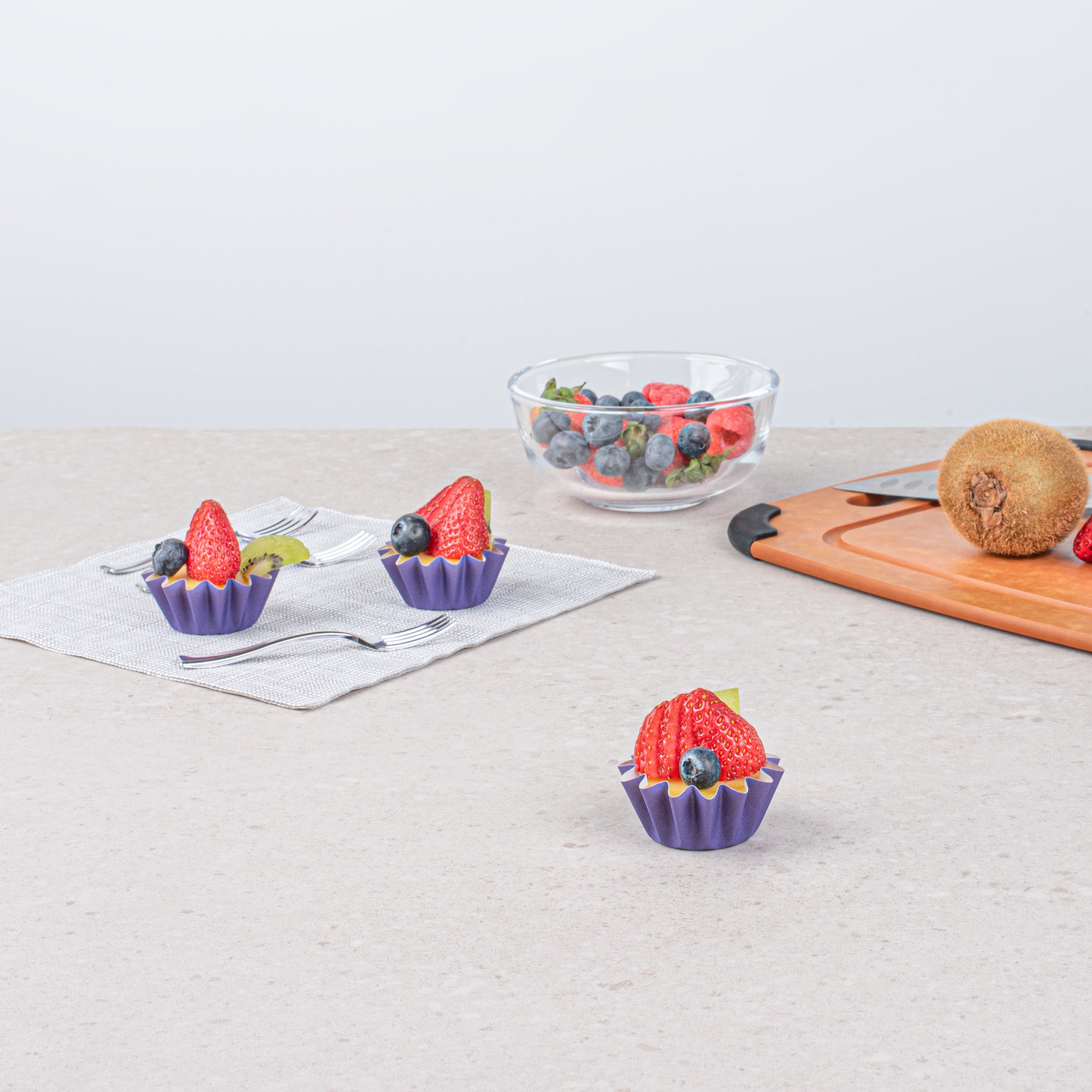Panificio 0.4 oz Purple Floral Paper Mini Baking Cup - Flared - 2" x 2" x 1/2" - 200 count box