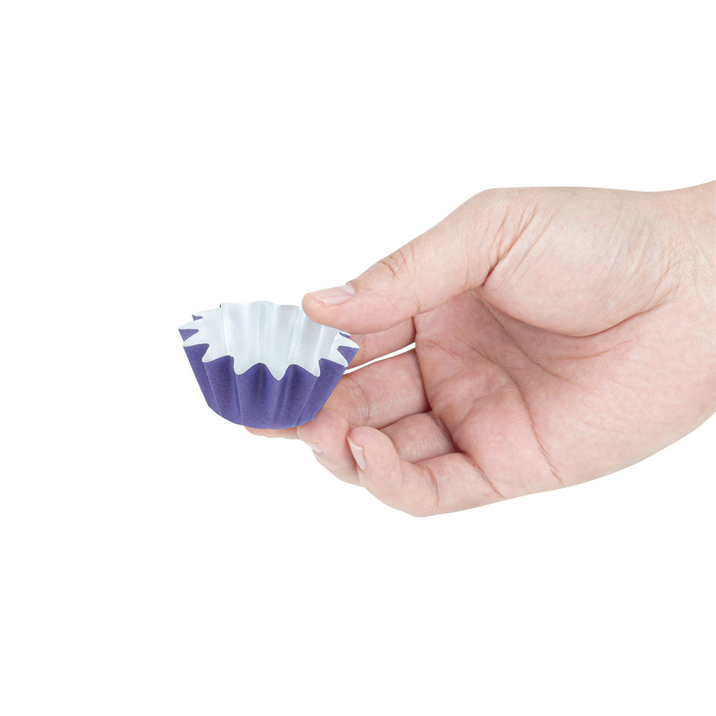 Panificio 0.4 oz Purple Floral Paper Mini Baking Cup - Flared - 2" x 2" x 1/2" - 200 count box