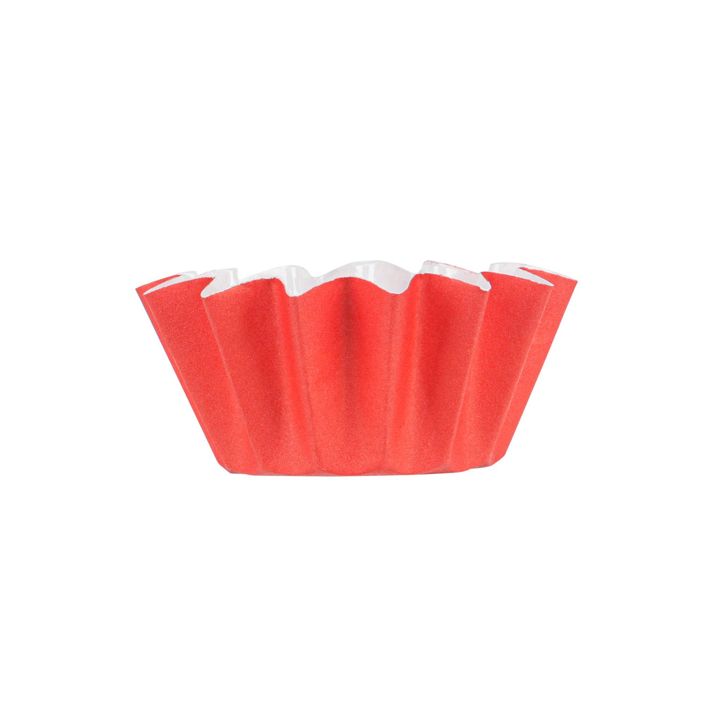 Panificio 0.4 oz Red Floral Paper Mini Baking Cup - Flared - 2" x 2" x 1/2" - 200 count box